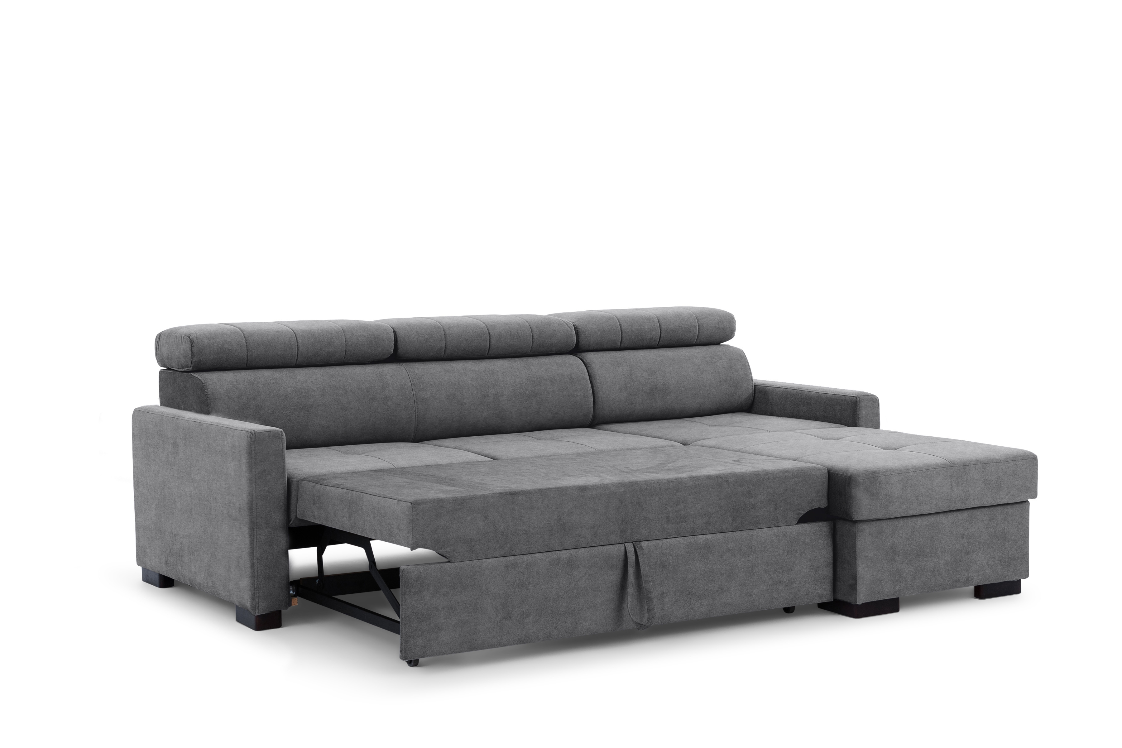 Rozkládací rohová sedací souprava Taremo Mini – šedá Zetta 304 Rohová sedací souprava rozkládací Taremo Mini uniwersalny Levá/pravý - šedá samet latwoczyszczacy Zetta 304