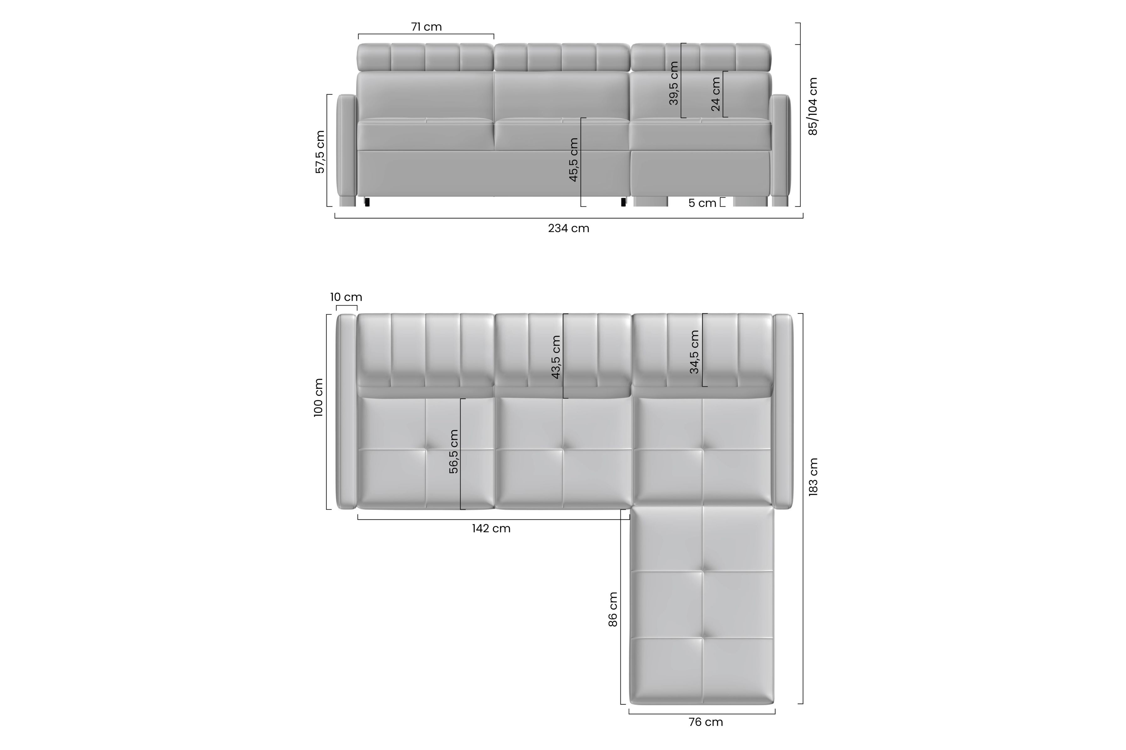 Rozkládací rohová sedací souprava Taremo Mini – šedá Zetta 304 Rohová sedací souprava rozkládací Taremo Mini uniwersalny Levá/pravý - šedá samet latwoczyszczacy Zetta 304