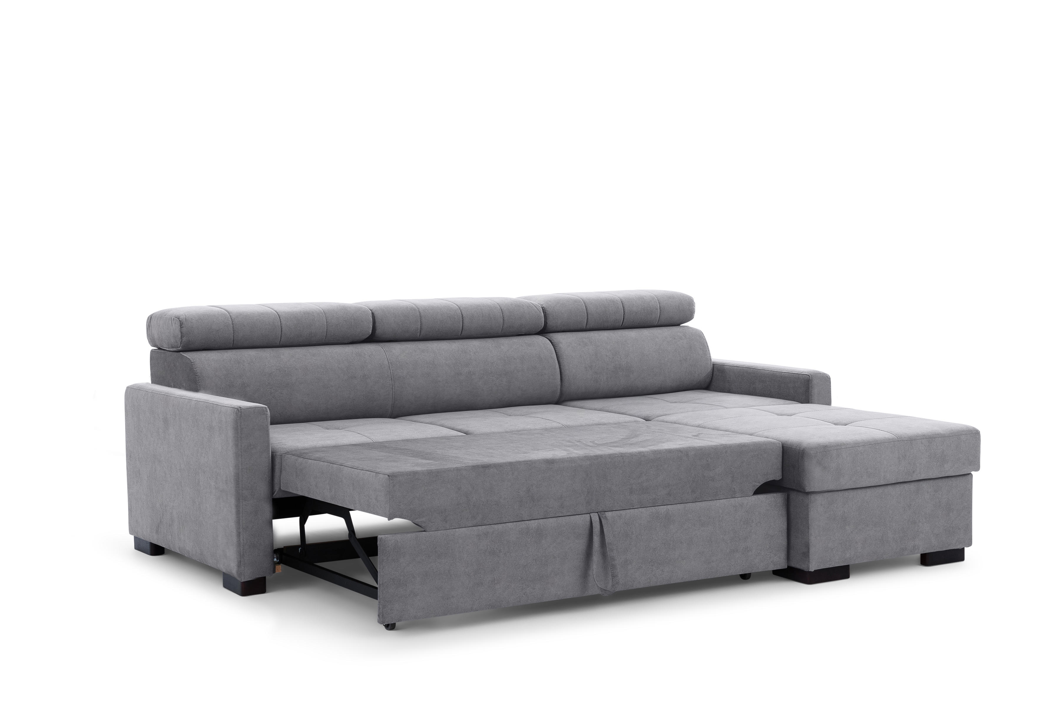 Rozkládací rohová sedací souprava Taremo Mini - šedá Cloud 82 Rohová sedací souprava rozkládací Taremo Mini uniwersalny pravý/Levá - šedá welwet Cloud 82