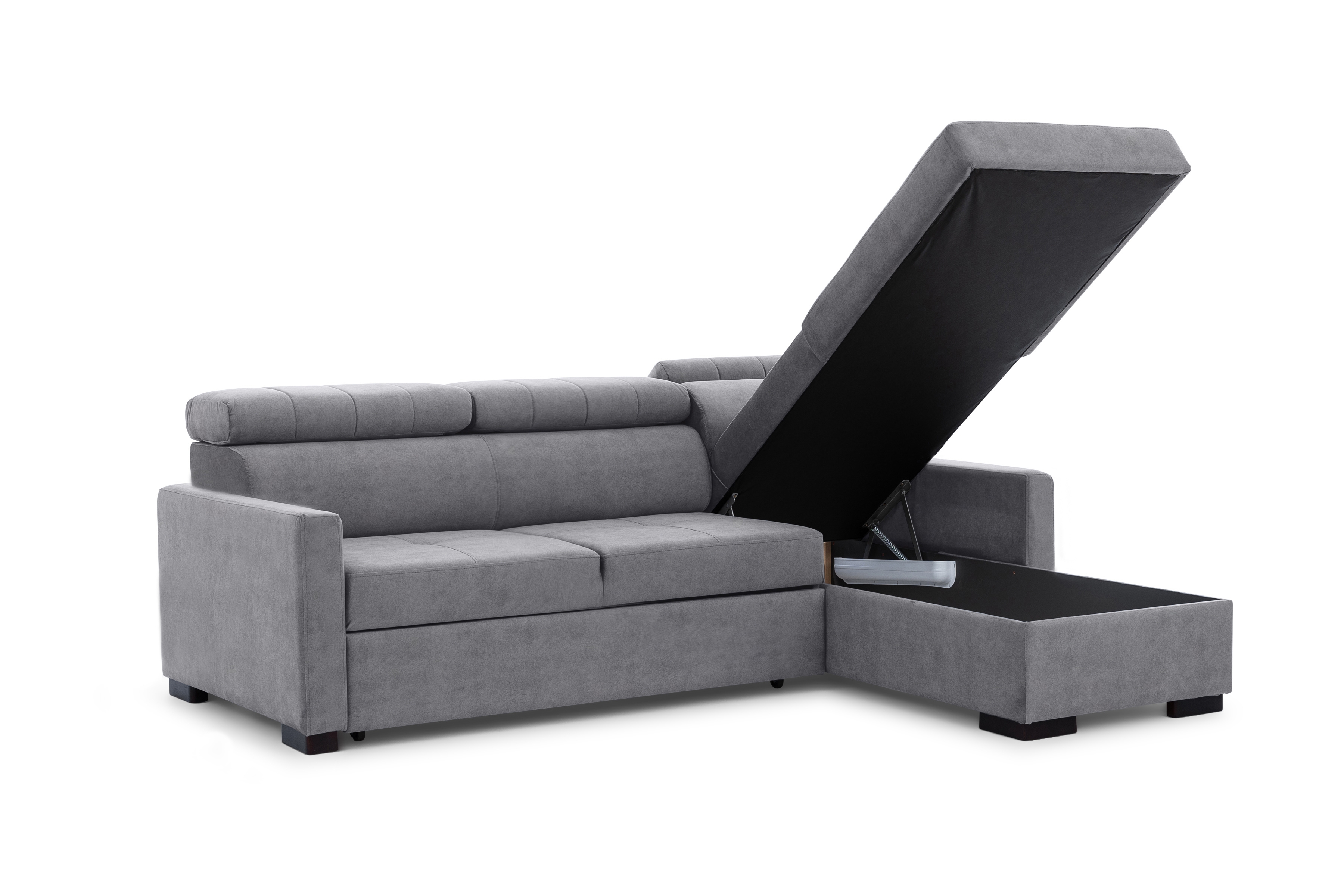 Rozkládací rohová sedací souprava Taremo Mini - šedá Cloud 82 Rohová sedací souprava rozkládací Taremo Mini uniwersalny pravý/Levá - šedá welwet Cloud 82