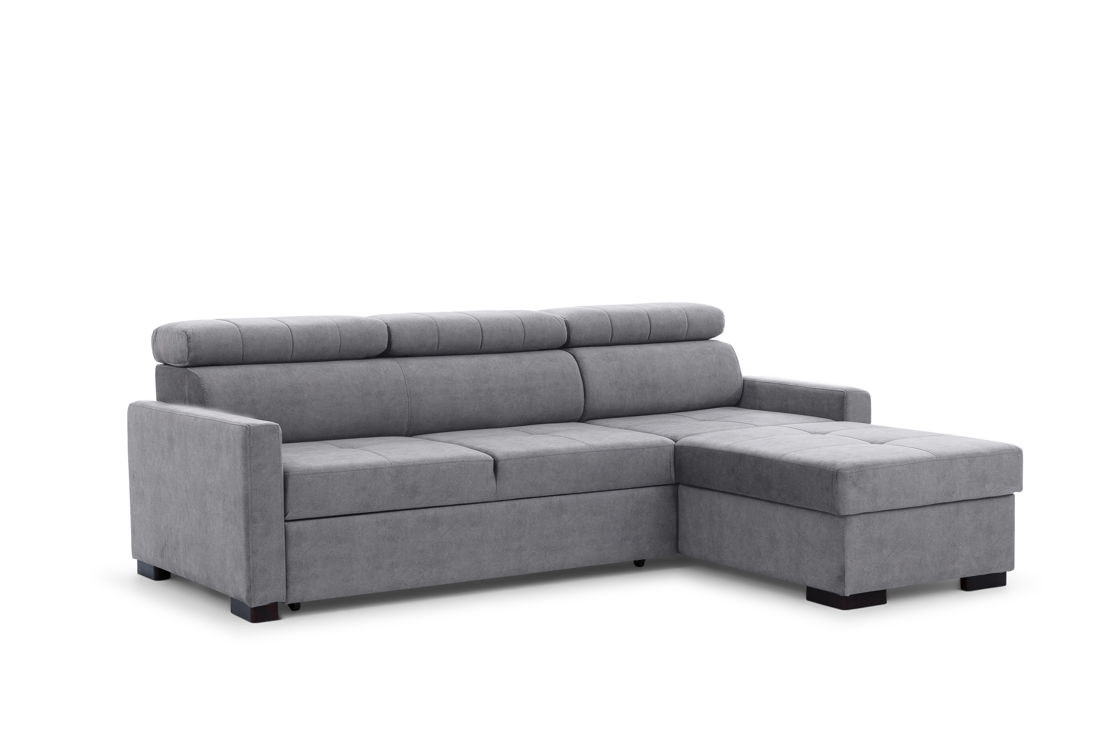 Rozkládací rohová sedací souprava Taremo Mini - šedá Cloud 82 Rohová sedací souprava rozkládací Taremo Mini uniwersalny pravý/Levá - šedá welwet Cloud 82