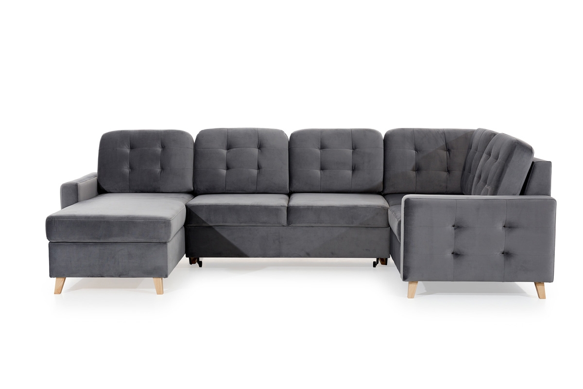 Rohová sedací souprava Vanisa U Rohová sedací souprava z drewnianymi nogami i poduszkami 