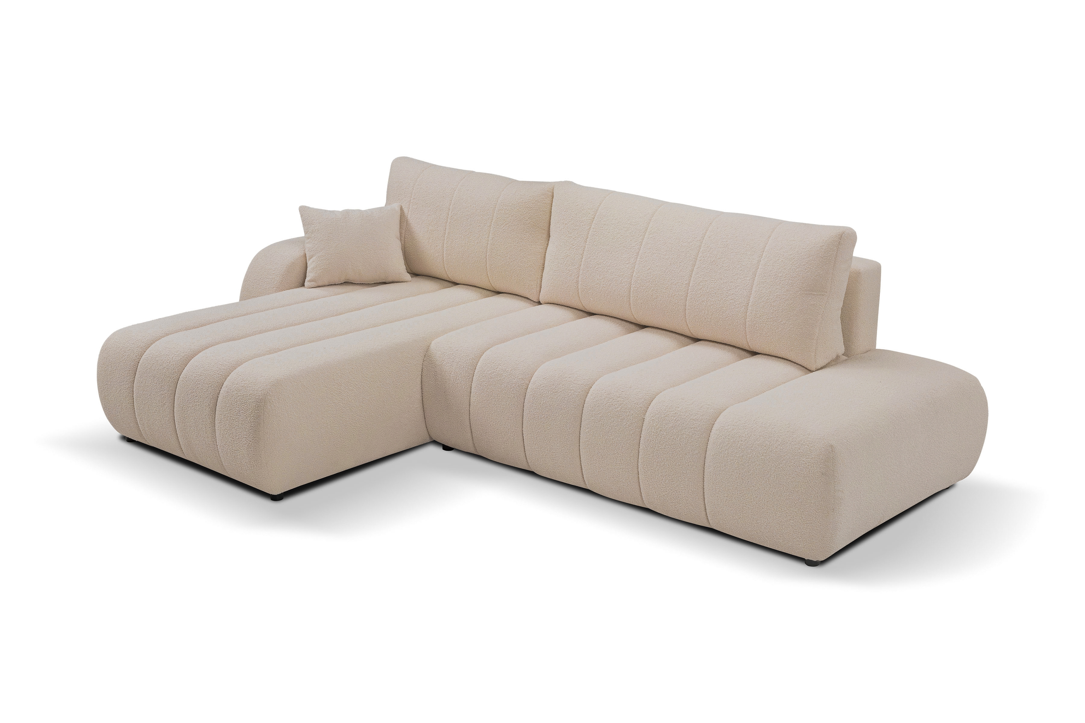 Rozkládací rohová sedací souprava Zelio levá - béžová Lambi 5 Rohová sedací souprava rozkládací Zelio levá - kramowa boucle Lambi 5