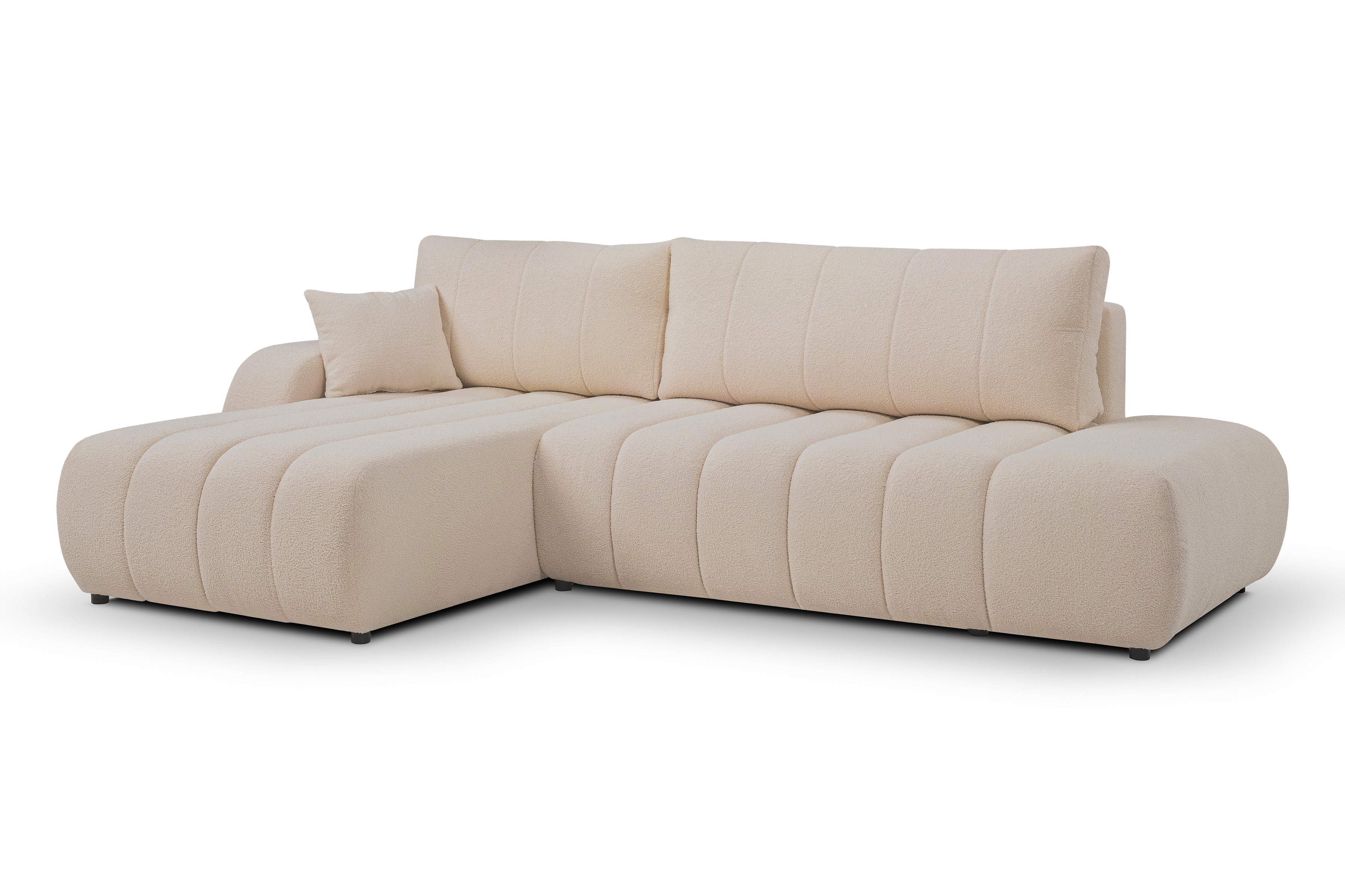 Rozkládací rohová sedací souprava Zelio levá - béžová Lambi 5 Rohová sedací souprava rozkládací Zelio levá - kramowa boucle Lambi 5