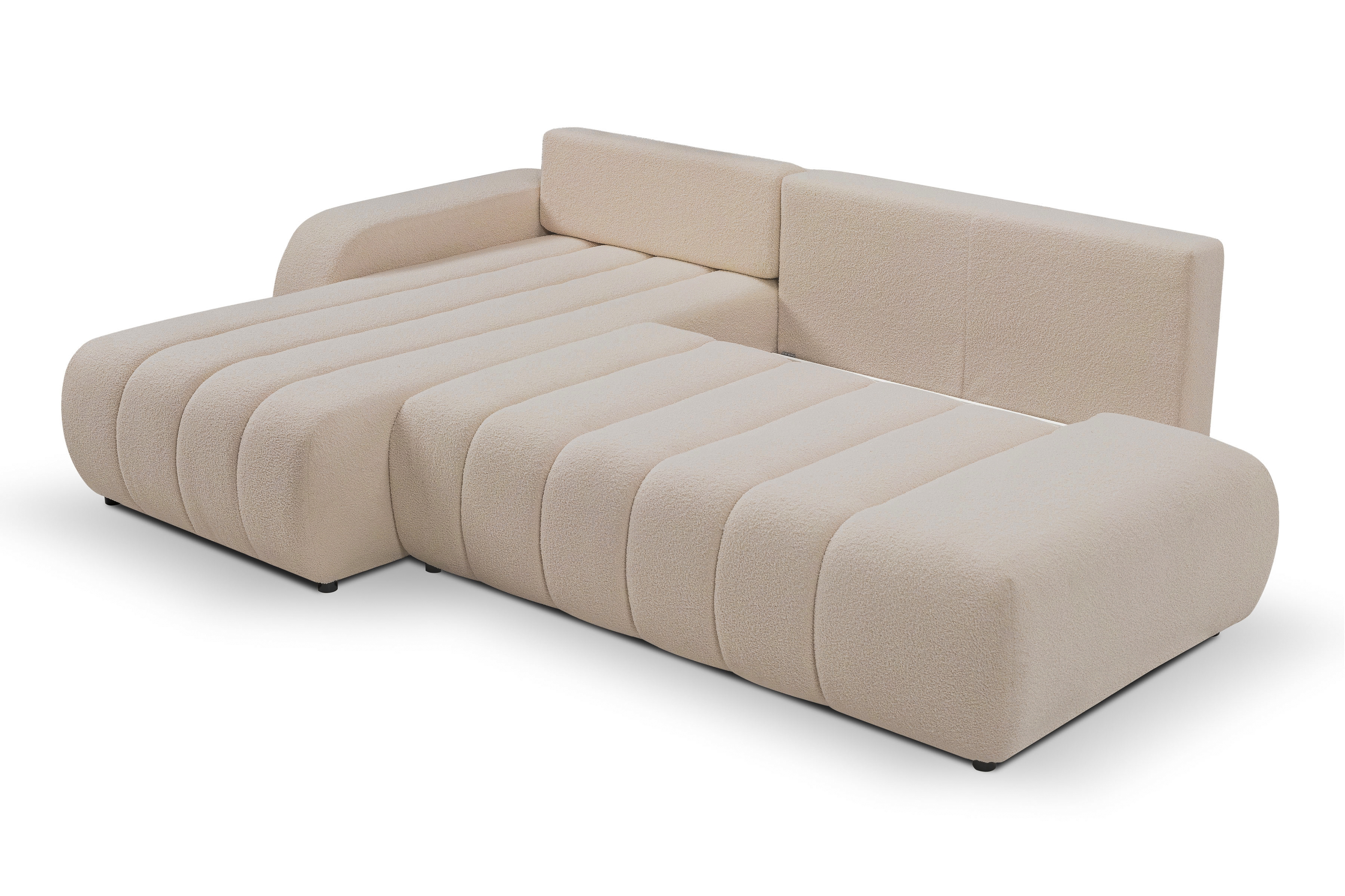 Rozkládací rohová sedací souprava Zelio levá - béžová Lambi 5 Rohová sedací souprava rozkládací Zelio levá - kramowa boucle Lambi 5