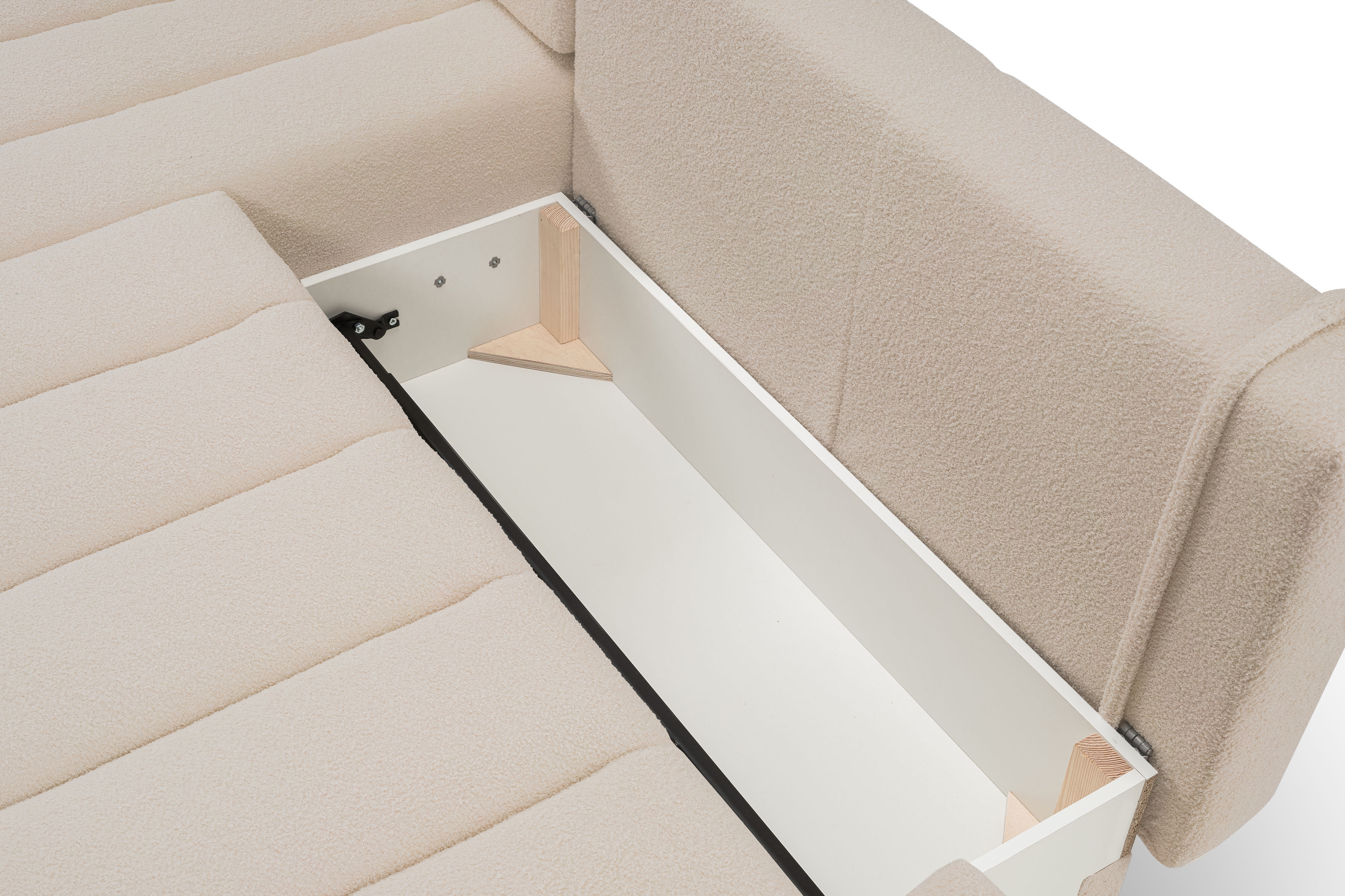 Rozkládací rohová sedací souprava Zelio levá - béžová Lambi 5 Rohová sedací souprava rozkládací Zelio levá - kramowa boucle Lambi 5