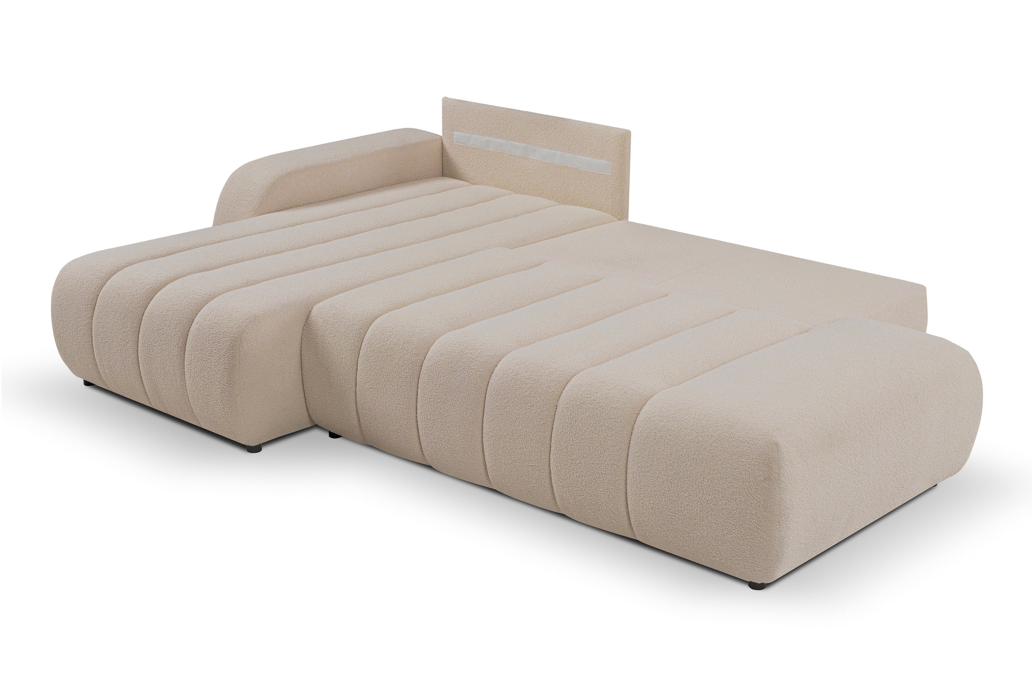 Rozkládací rohová sedací souprava Zelio levá - béžová Lambi 5 Rohová sedací souprava rozkládací Zelio levá - kramowa boucle Lambi 5