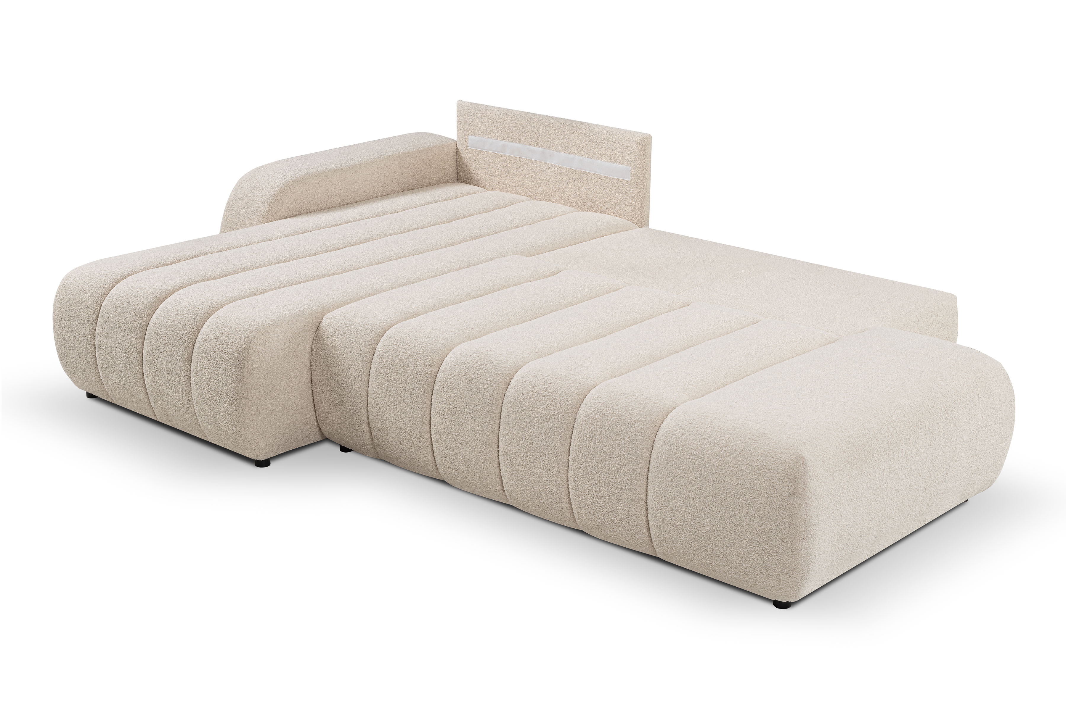 Rozkládací rohová sedací souprava Zelio levá - béžová Lambi 8 Rohová sedací souprava rozkládací Zelio levá - kremowa boucle Lambi 8