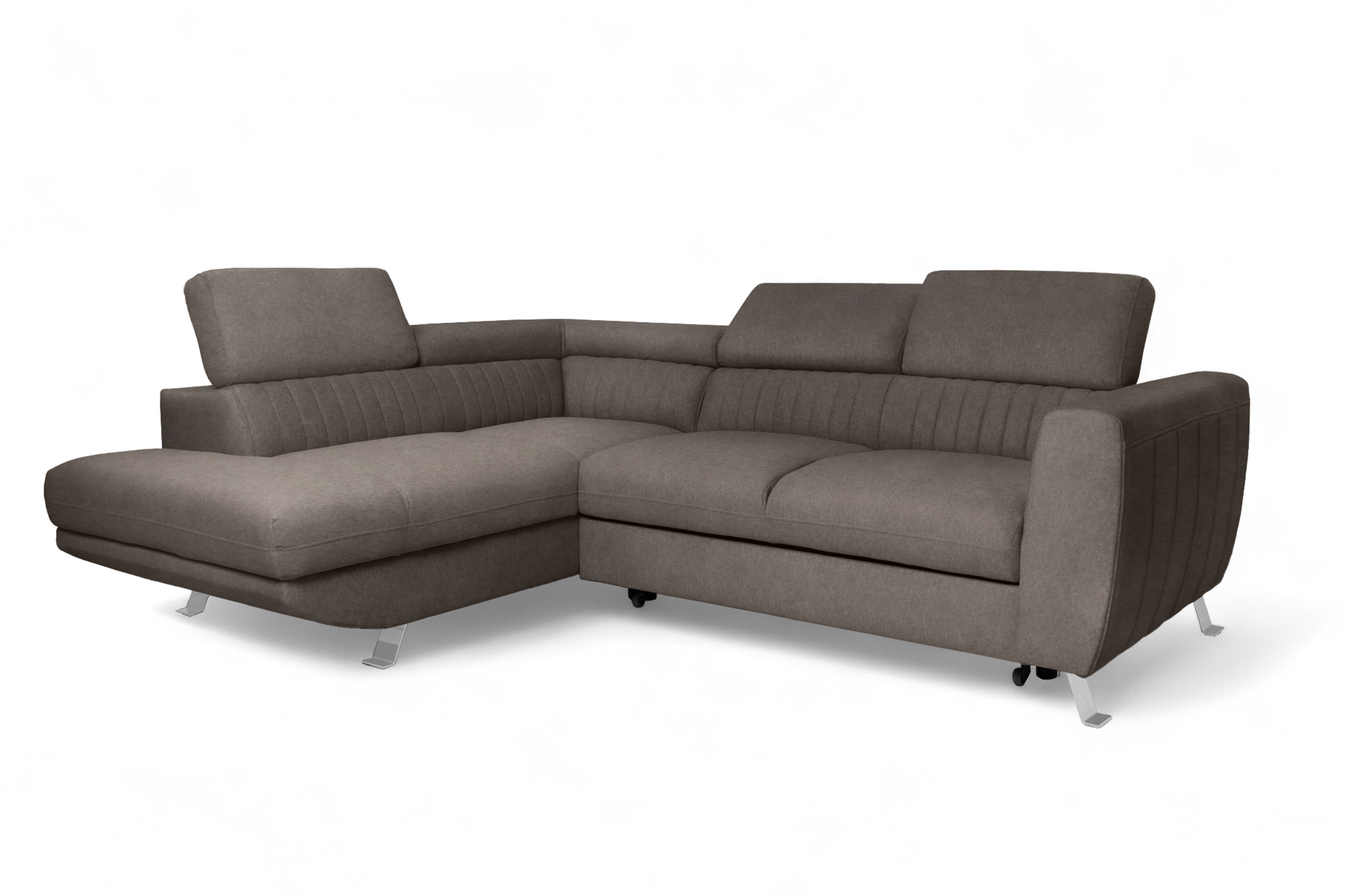 Rozkladacia rohová sedačka Zelubia ľavá - hnedý zamat Zetta 293 Rohová sedacia súprava s funkciou spania Zelubia Ľavá strana - Hnedý welwet ľahkočistiaci Zetta 293