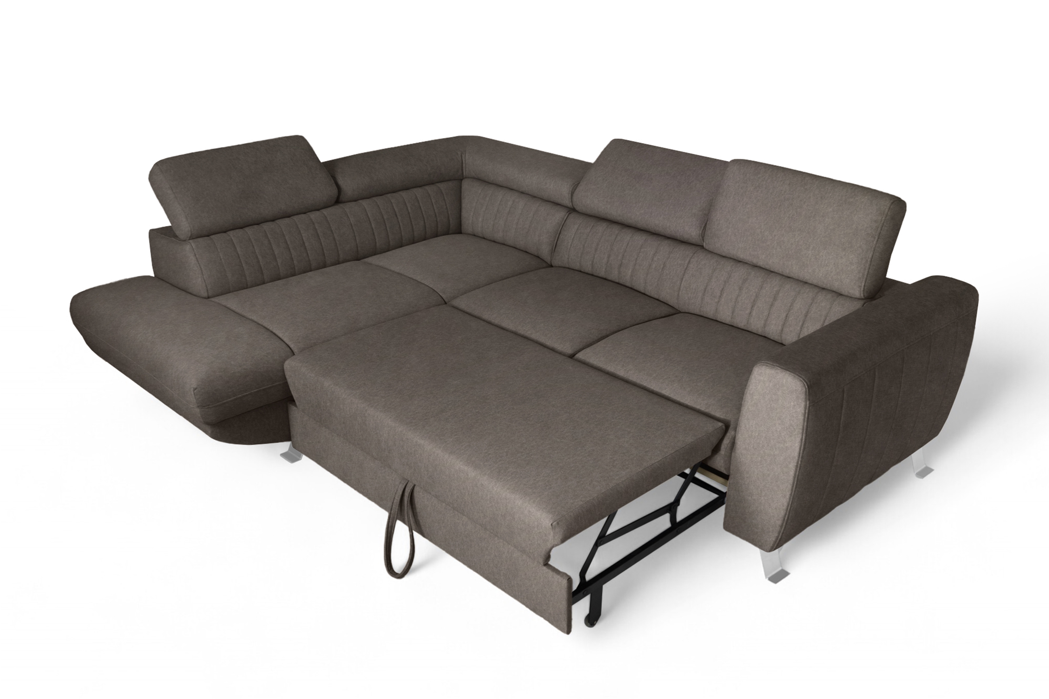 Rozkladacia rohová sedačka Zelubia ľavá - hnedý zamat Zetta 293 Rohová sedacia súprava s funkciou spania Zelubia Ľavá strana - Hnedý welwet ľahkočistiaci Zetta 293