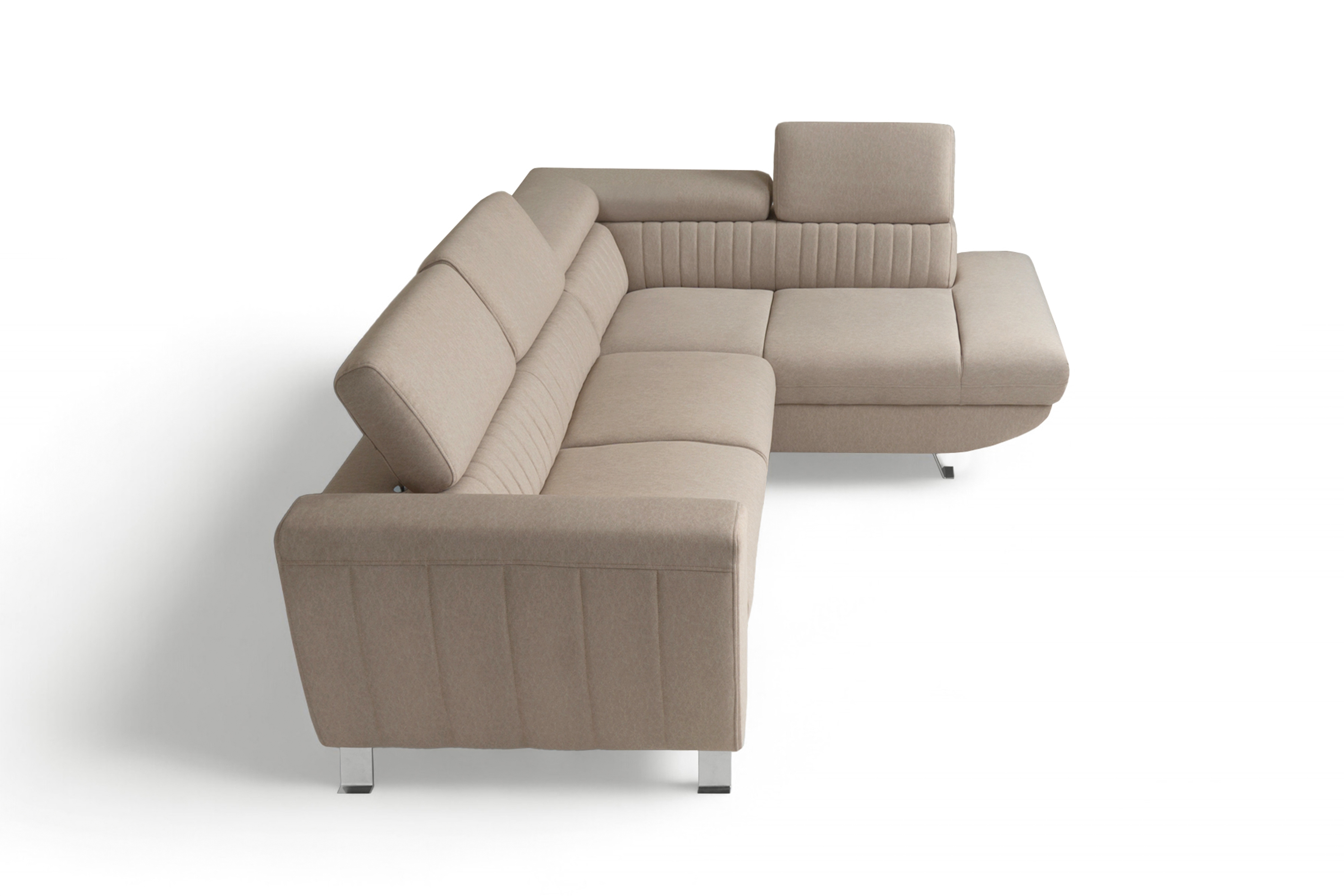 Rozkladacia rohová sedačka Zelubia pravá - béžový ľahkočistiaci zamat Castel 15 Rohová sedacia súprava s funkciou spania Zelubia pravá strana - béžový welwet ľahkočistiaci Castel 15