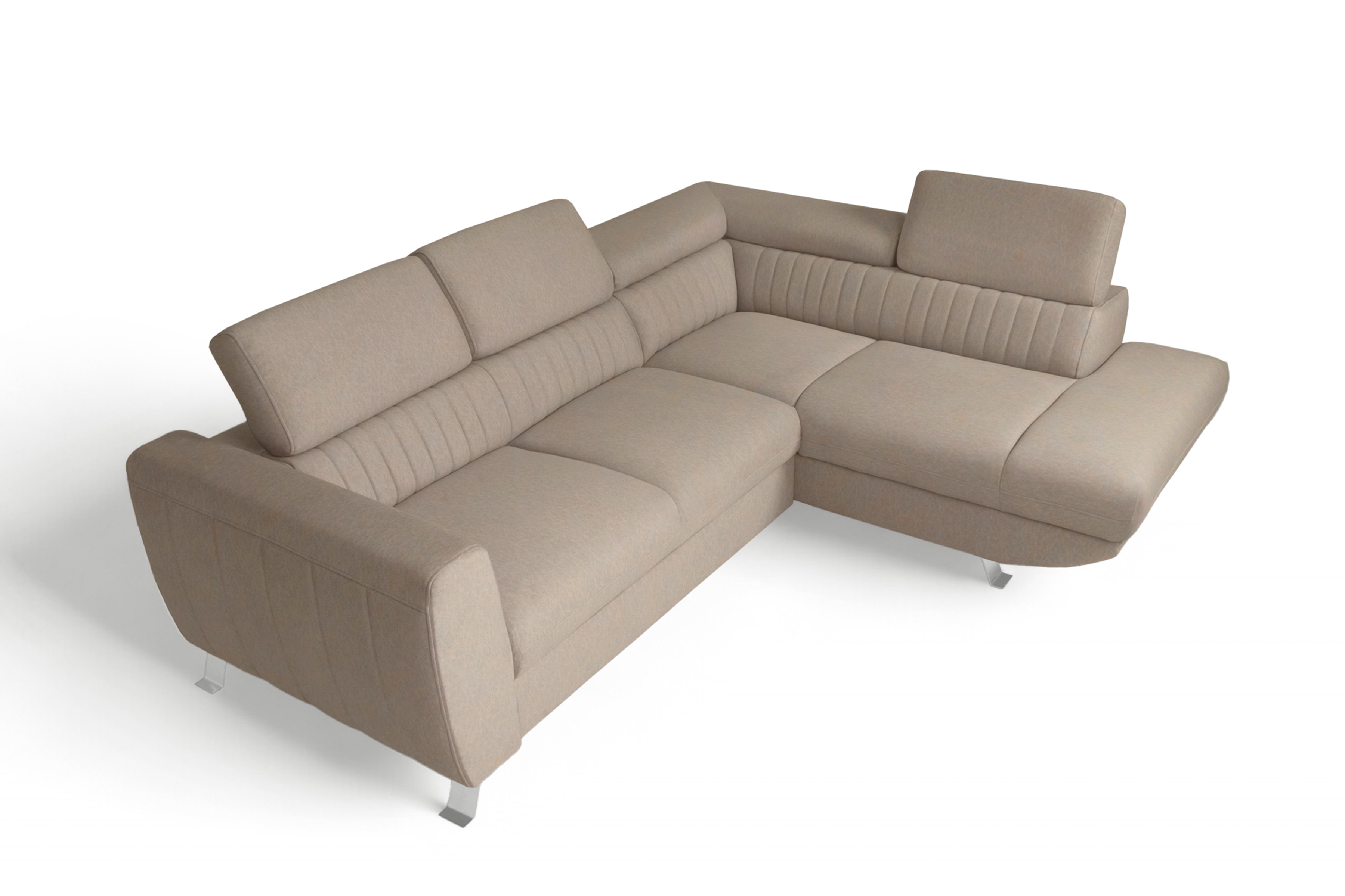 Rozkladacia rohová sedačka Zelubia pravá - béžový ľahkočistiaci zamat Castel 15 Rohová sedacia súprava s funkciou spania Zelubia pravá strana - béžový welwet ľahkočistiaci Castel 15