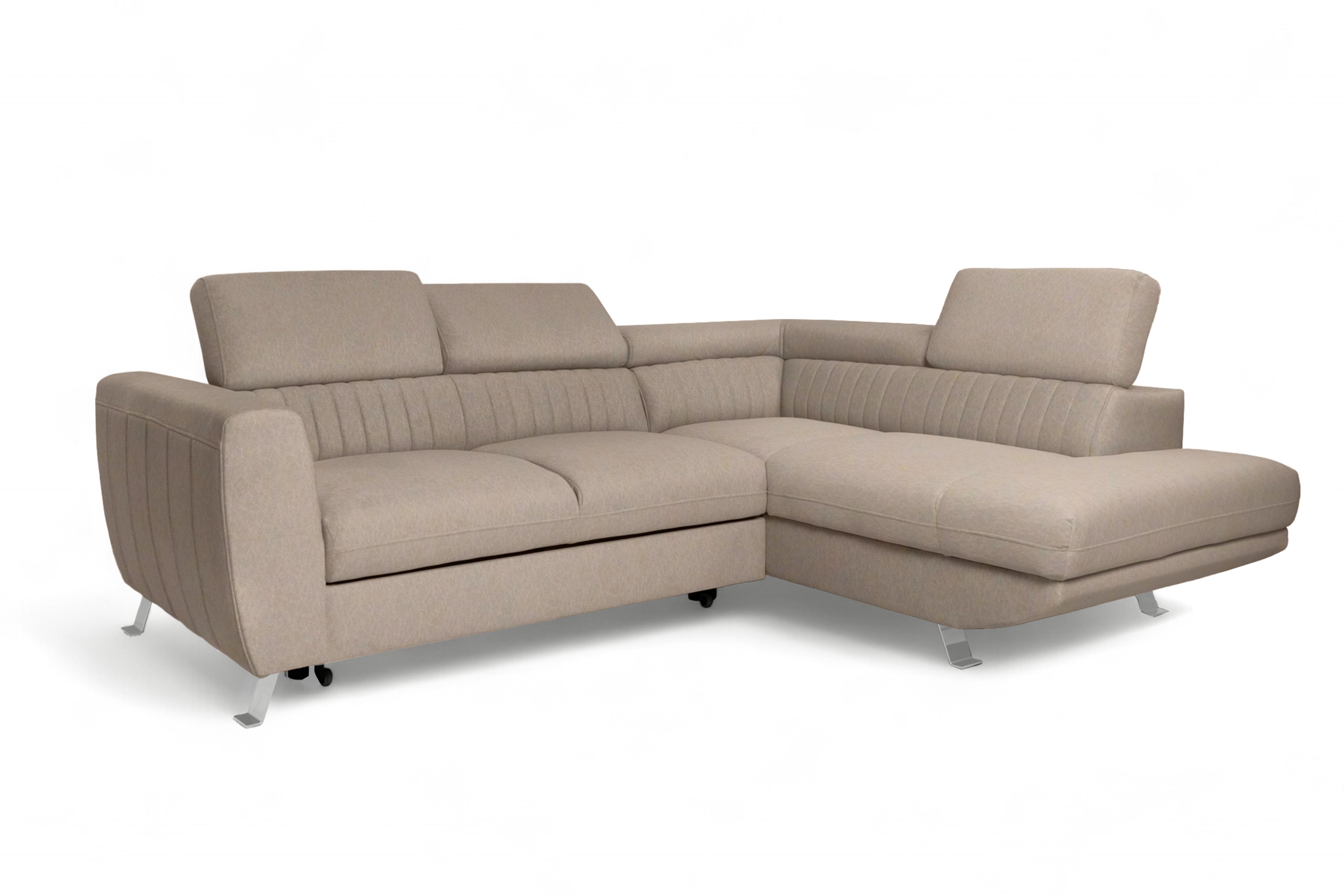 Rozkladacia rohová sedačka Zelubia pravá - béžový ľahkočistiaci zamat Castel 15 Rohová sedacia súprava s funkciou spania Zelubia pravá strana - béžový welwet ľahkočistiaci Castel 15