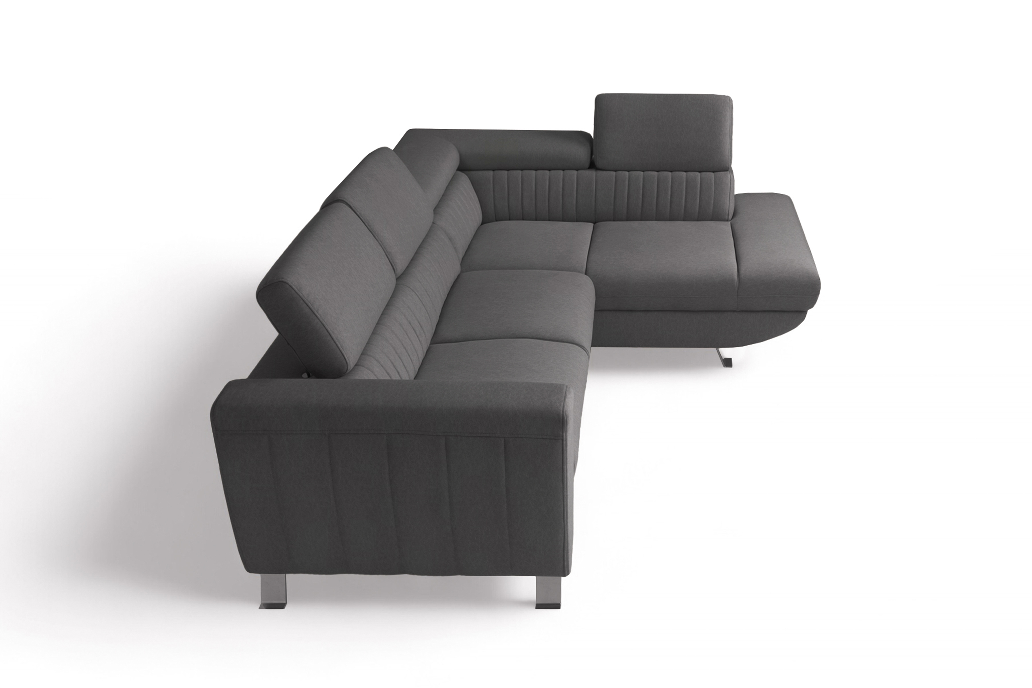 Rozkladacia rohová sedačka Zelubia pravá - šedý ľahkočistiaci zamat Castel 93 Rohová sedacia súprava s funkciou spania Zelubia pravá strana - šedý welwet ľahkočistiaci Castel 93