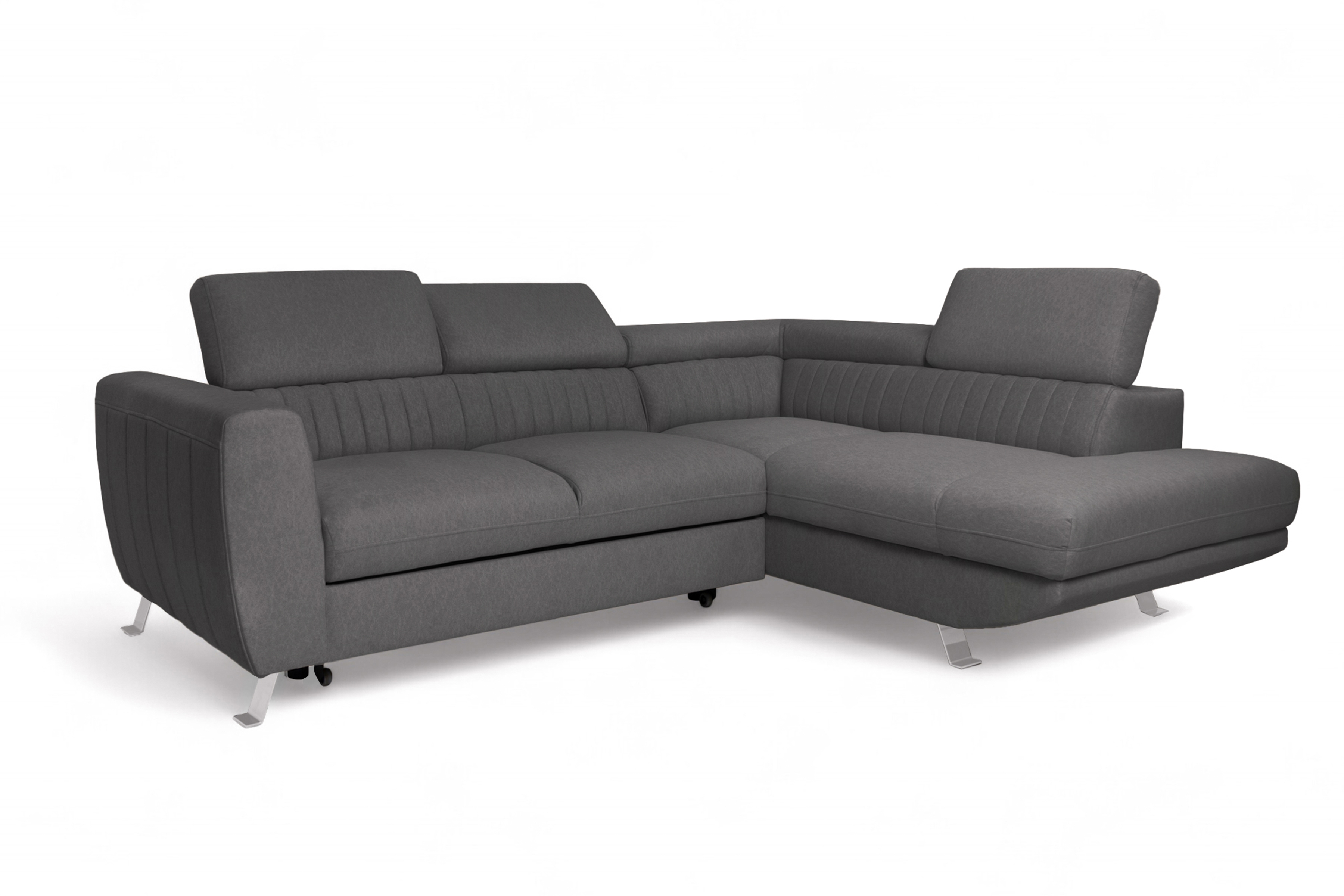 Rozkladacia rohová sedačka Zelubia pravá - šedý ľahkočistiaci zamat Castel 93 Rohová sedacia súprava s funkciou spania Zelubia pravá strana - šedý welwet ľahkočistiaci Castel 93