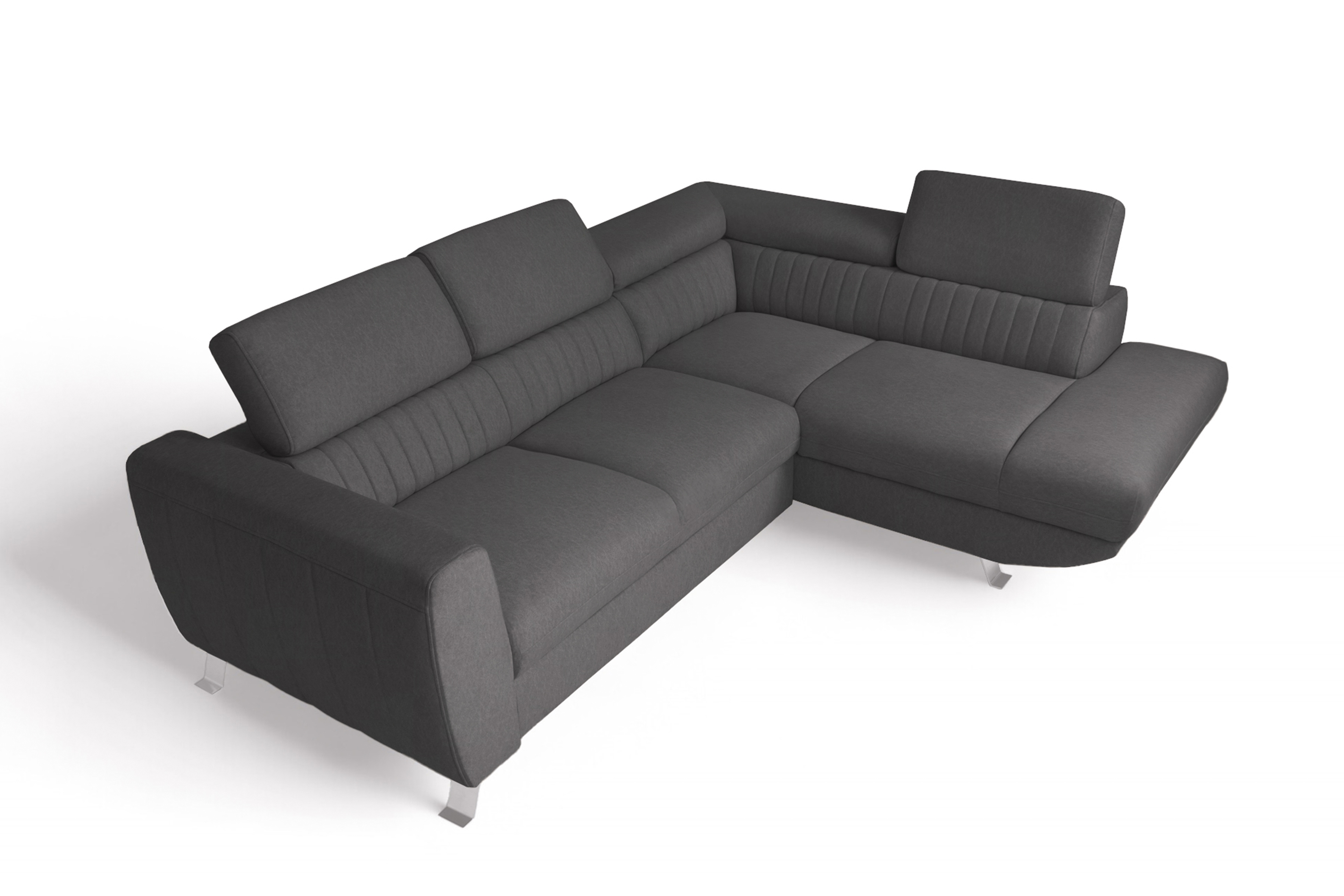 Rozkladacia rohová sedačka Zelubia pravá - šedý ľahkočistiaci zamat Castel 93 Rohová sedacia súprava s funkciou spania Zelubia pravá strana - šedý welwet ľahkočistiaci Castel 93