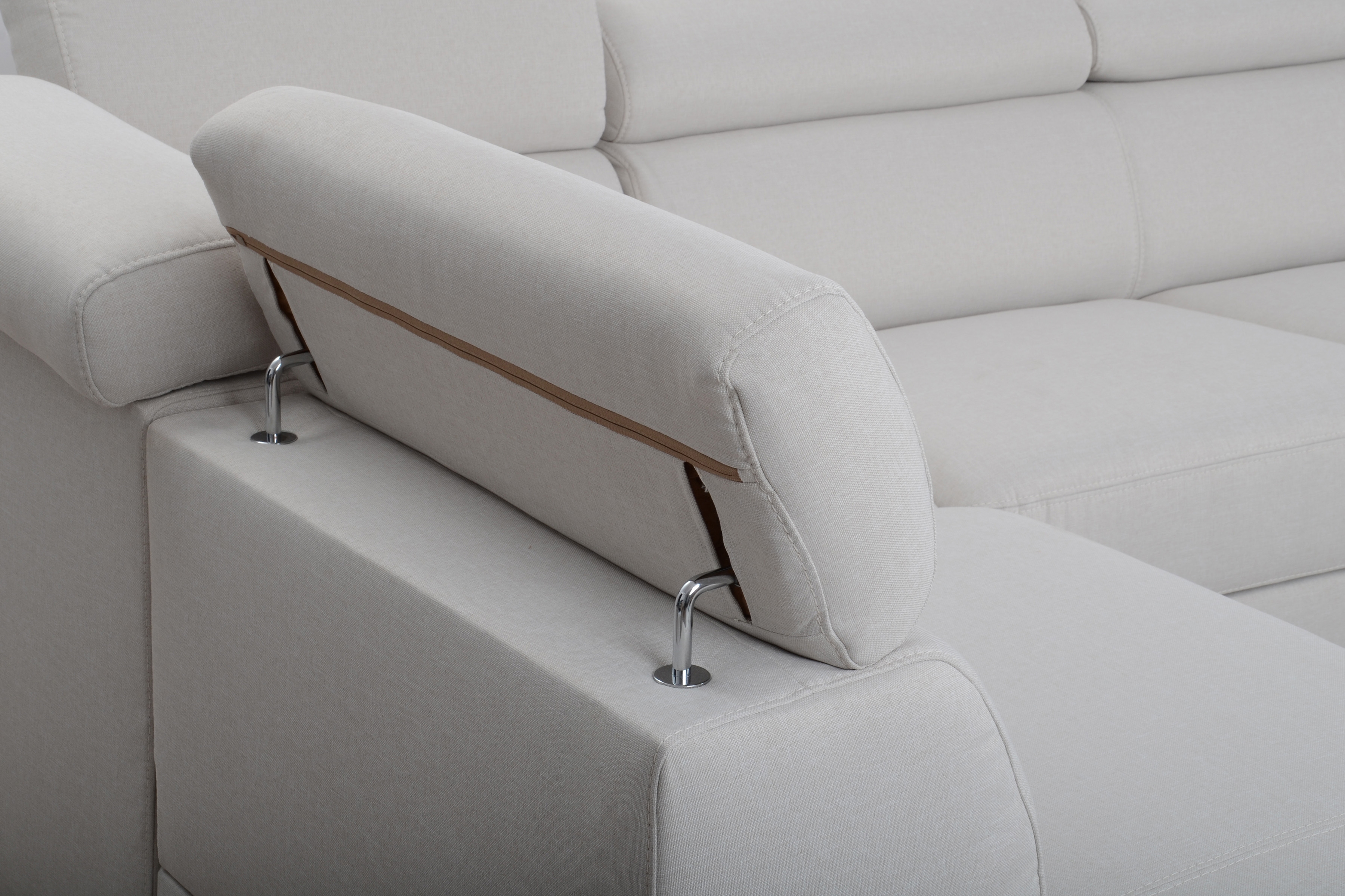 Rohová rozkládací sedací souprava Zoom BF-2,5F-E-1HT/BK  s nastavitelnou opěrkou hlavy Rohová sedací souprava rozkládací Zoom i regulowanym podlokietnikiem pravá