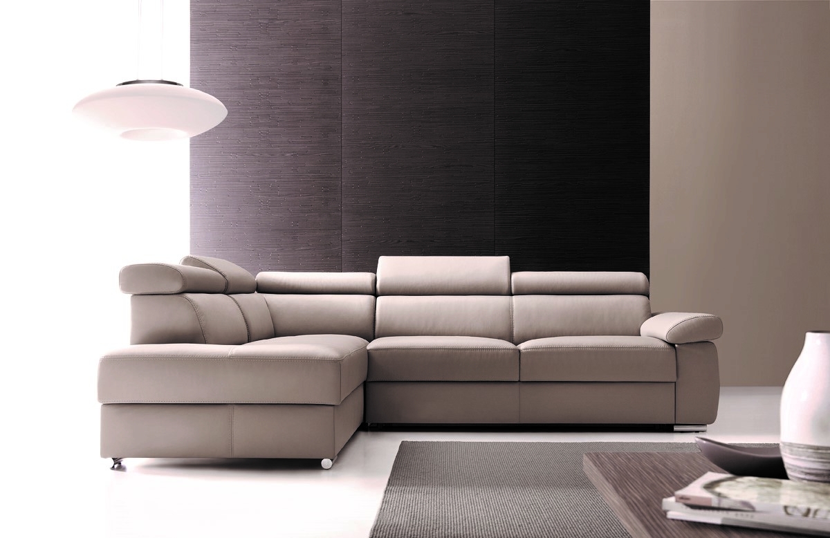 Rohová rozkládací sedací souprava Zoom BF-2,5F-E-1HT/BK  s nastavitelnou opěrkou hlavy Rohová sedací souprava rozkládací Zoom i regulowanym podlokietnikiem pravá