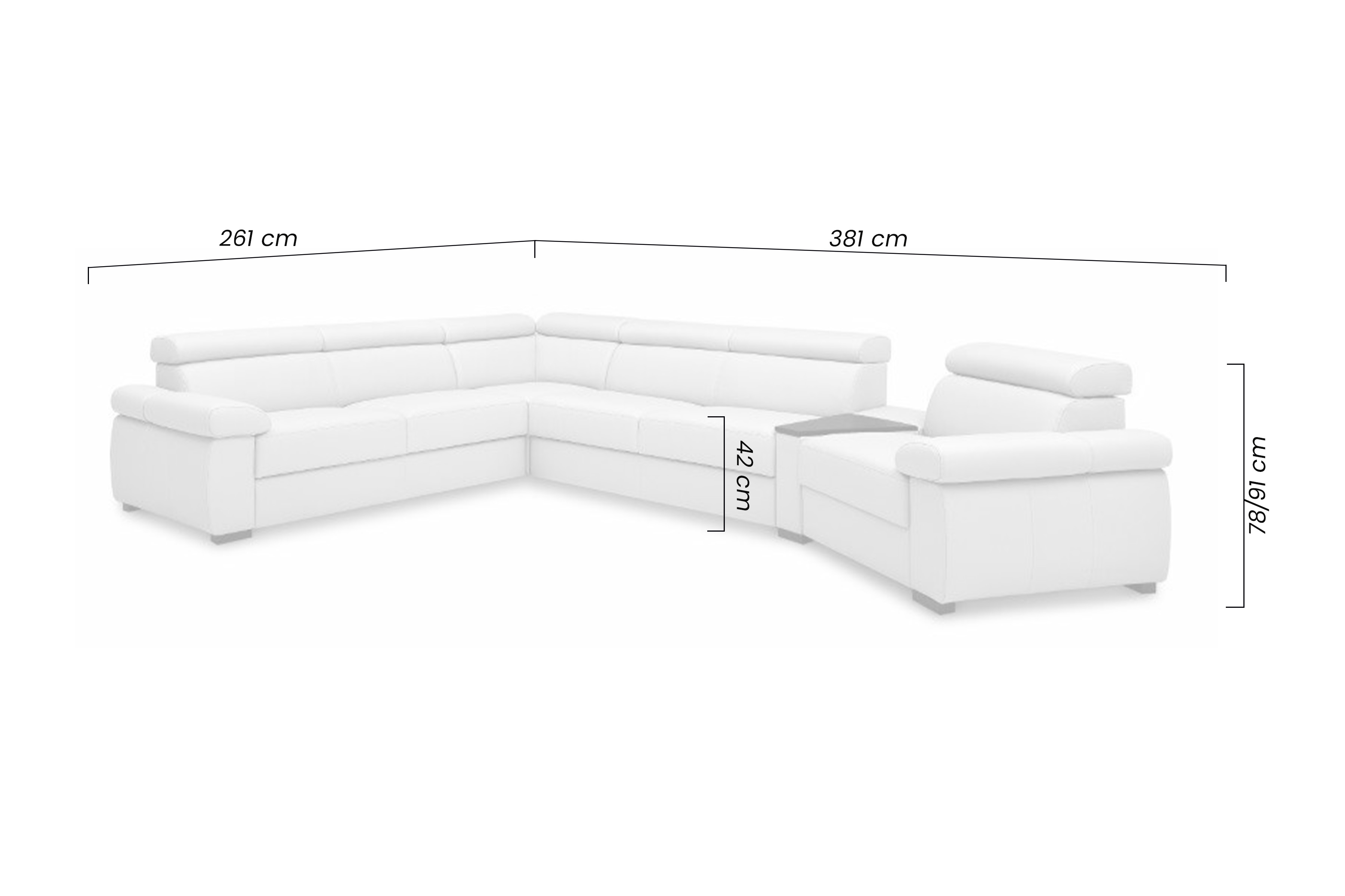 Modulárna rohová sedacia súprava s poličkou a úložným priestorom Zoom BF -2,5F -E -2,5SK -TT -EL1 -B Rohová sedacia súprava s funkciou spania Zoom z polka a úložným priestorom Ľavá strana
