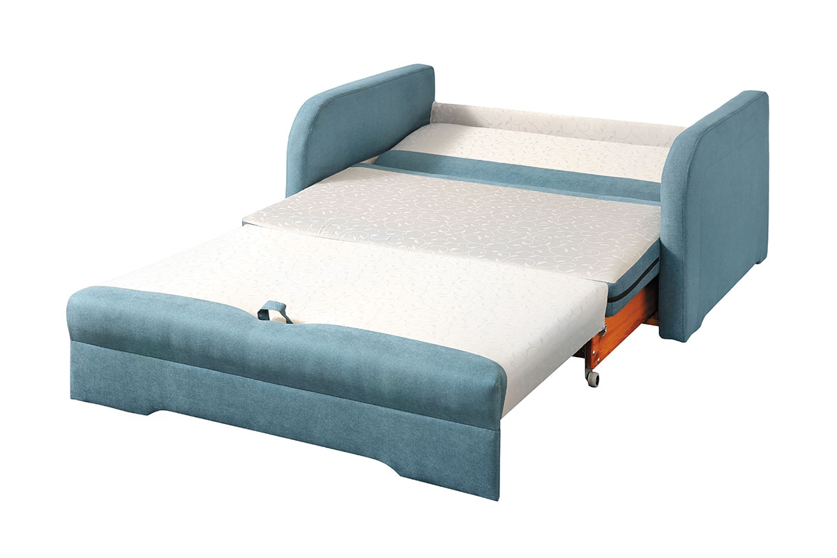 Rozkladacia pohovka Iwo pre 2 osoby - sivá látka moderná Pohovka Iwo