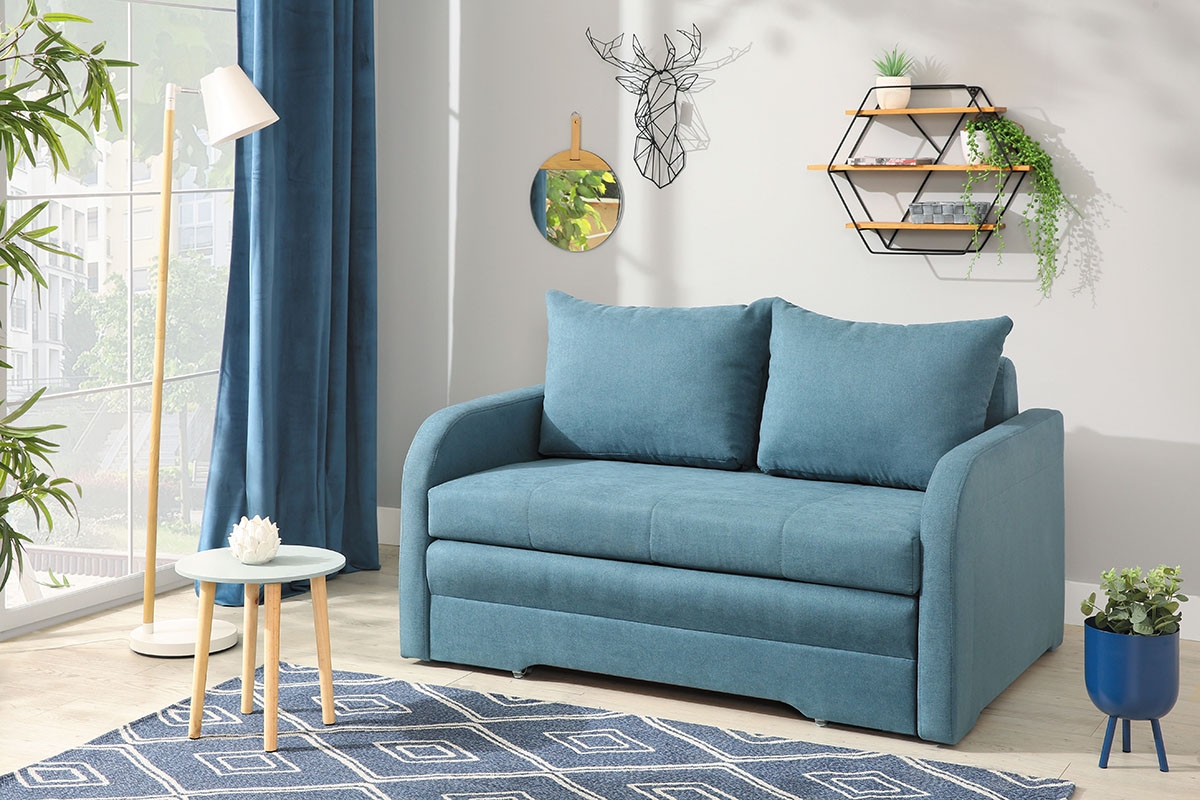 Rozkladacia pohovka Iwo pre 2 osoby - sivá látka moderná Pohovka Iwo