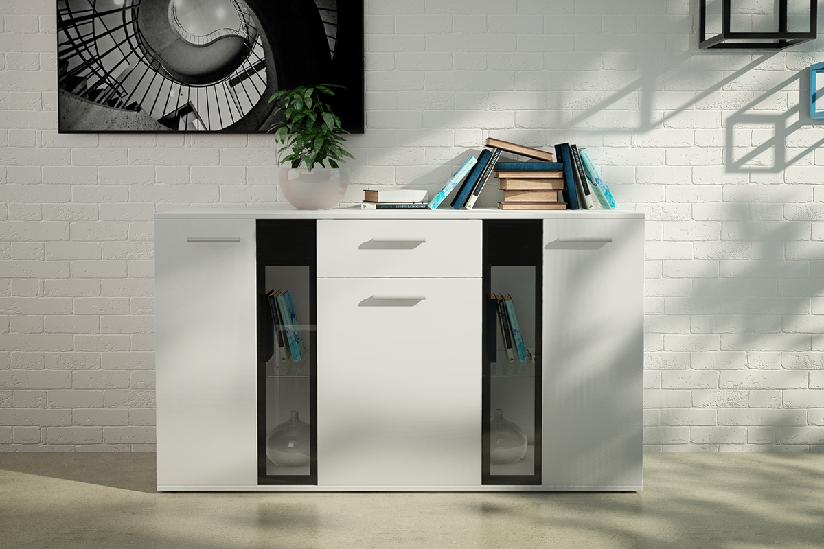 Komoda Kaja 140 cm - bílá mat Bílá Komoda do obývacího pokoje