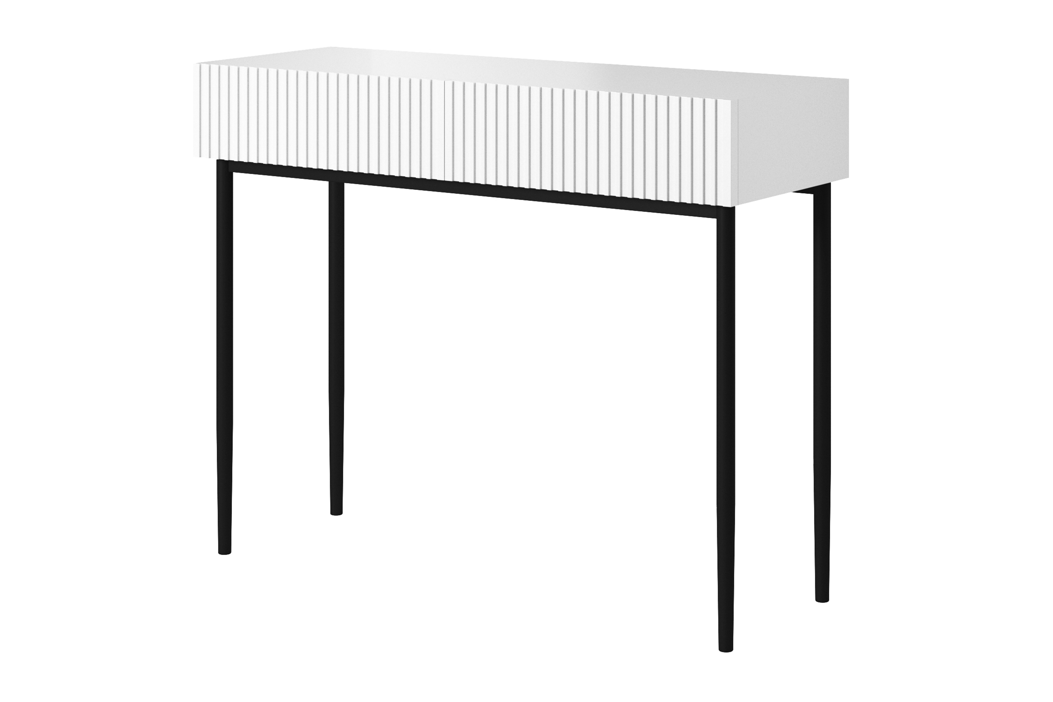 Moderný písací stôl Nicole - biely mat / čierne nožičky Biurko Nicole 100 cm z szufladami - biały mat / czarne nóżki