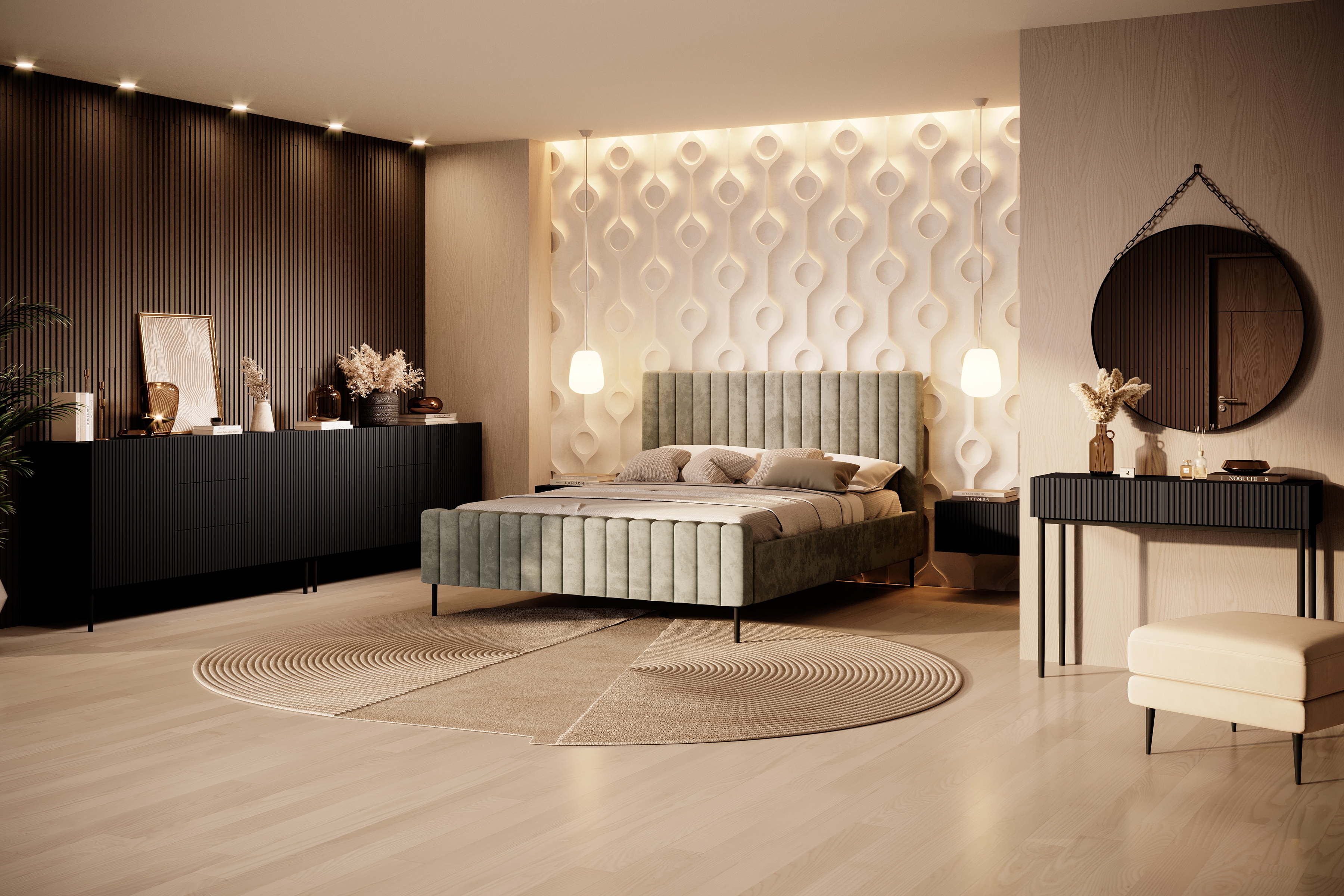 Toaletní stolek Nicole 100 cm se zásuvkami - černý mat / černé nohy moderní konzole / Toaletní stolek Nicole se zásuvkami i metalowymi nogami 100 cm - černá mat / černá nozki