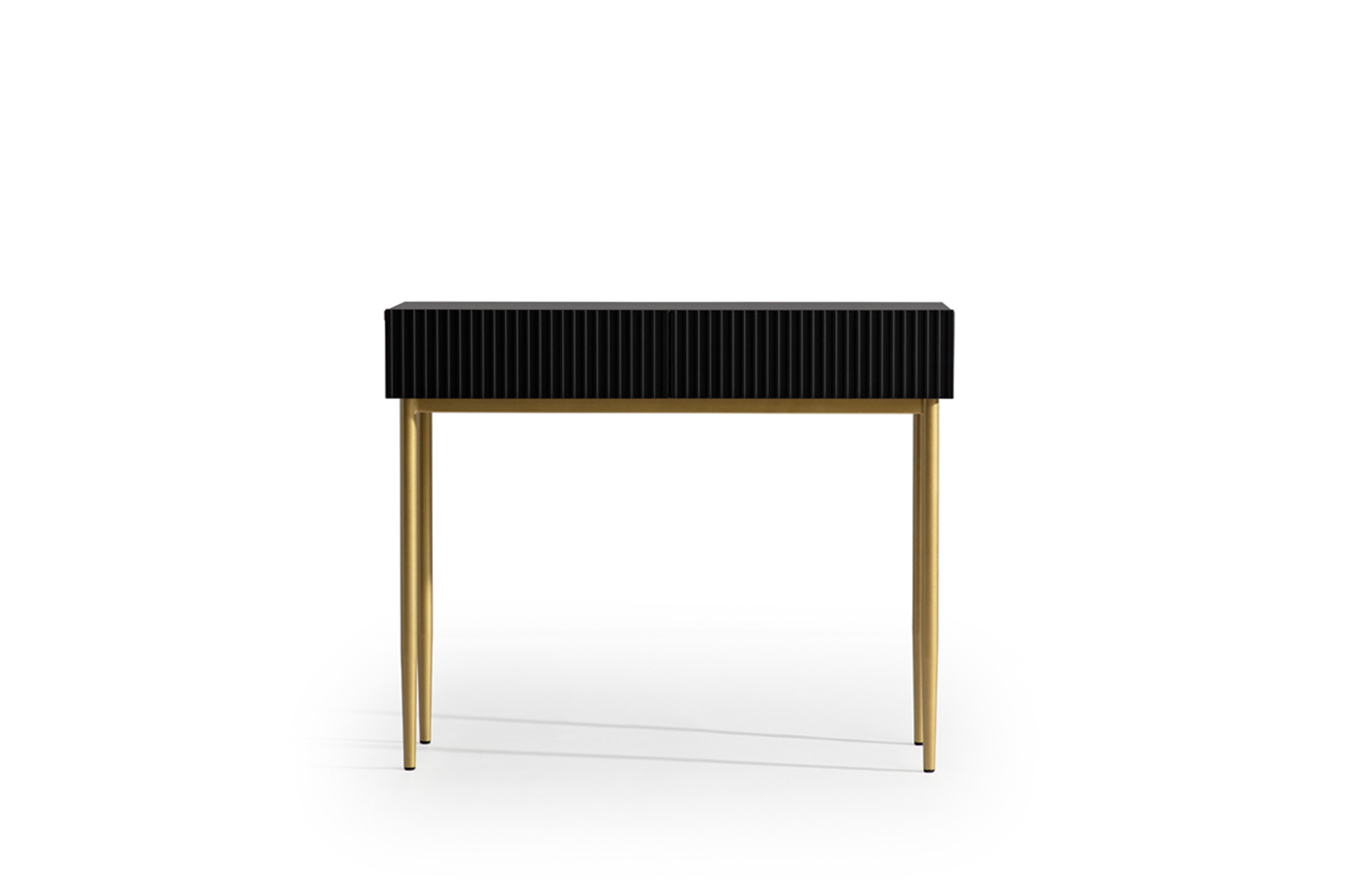 Toaletný stolík Nicole 100 cm - čierny mat / zlaté nožičky moderná Konzolový stolík / Toaletný Stolík so zásuvkami Nicole 100 cm - Čierny mat / zlote nozki