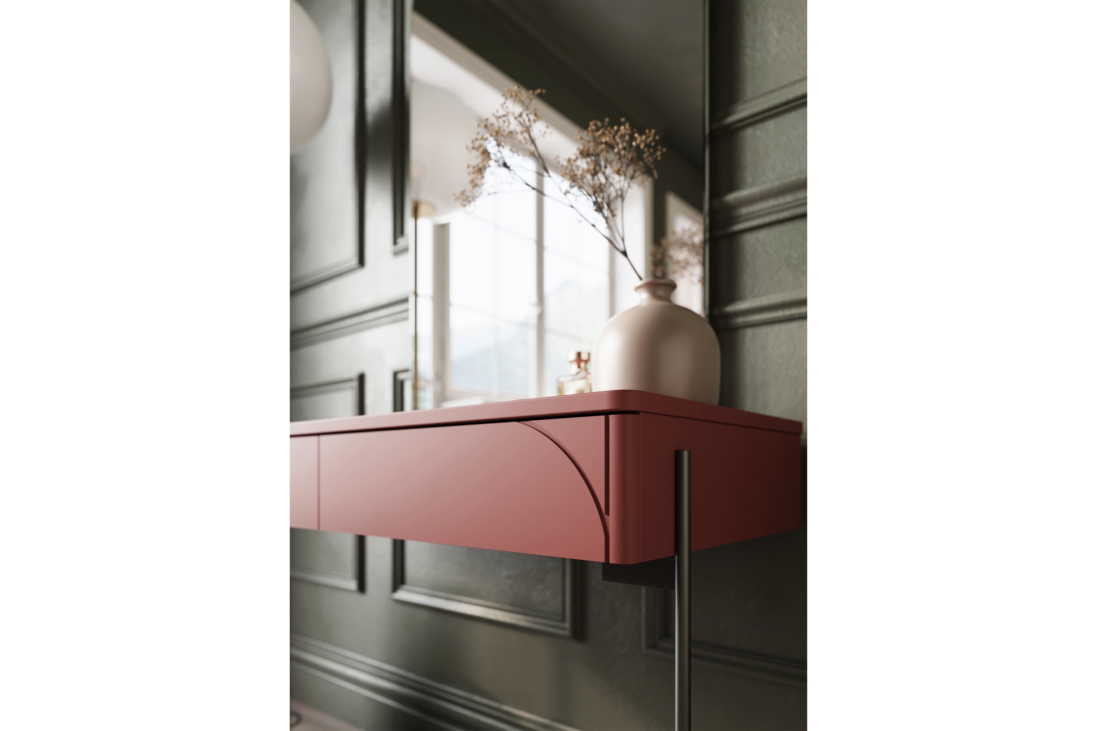 Toaletní stolek Sonatia 100 cm - burgund moderní konzole/Toaletní stolek z dwoma zásuvkami Sonatia 100 cm - burgund