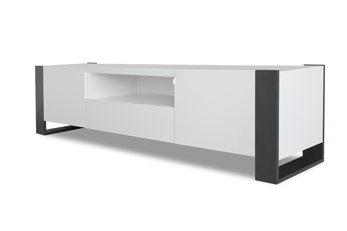 Moderný TV stolík Modi 188 cm - biely mat moderná TV skrinka Modi - bok