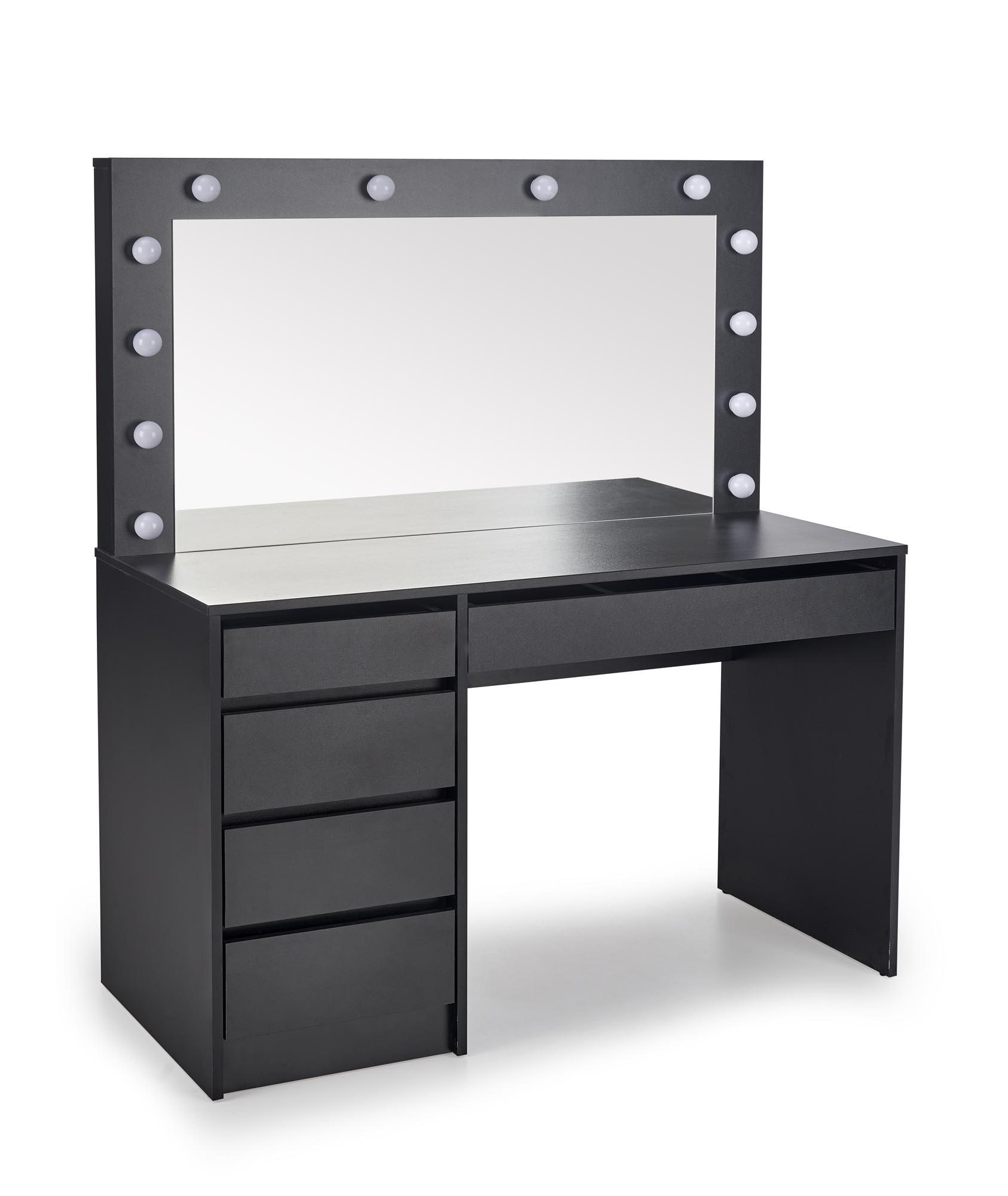 HOLLYWOOD XL öltözőasztal - fekete (3p=1db) moderní Toaletní stolek hollywood xl z podswietleniem i zásuvkami - Fekete
