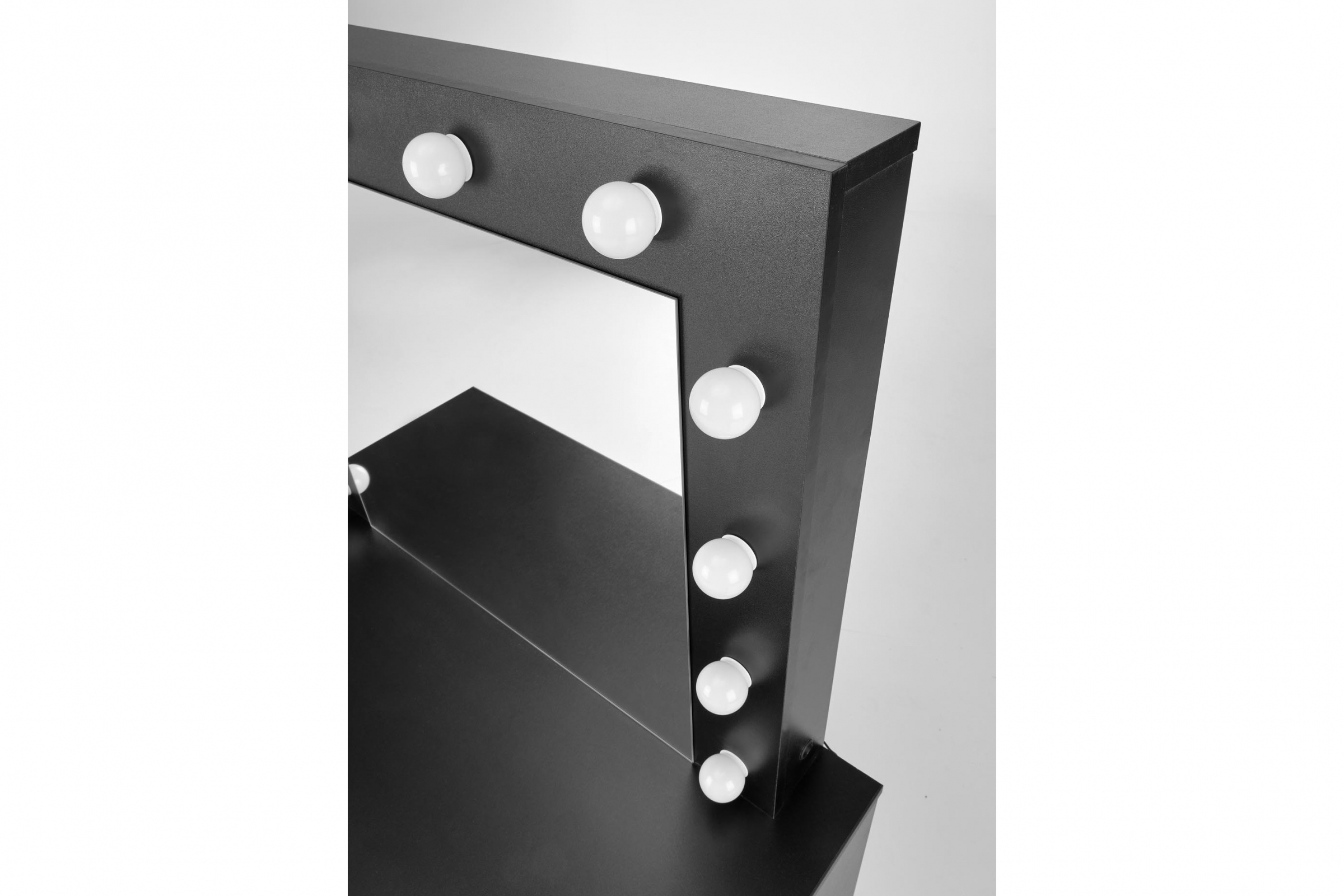 Toaletný stolík Velinio 95 cm - čierna moderná Toaletný Stolík Hollywood z szuflada i oswietleniem LED - Čierny