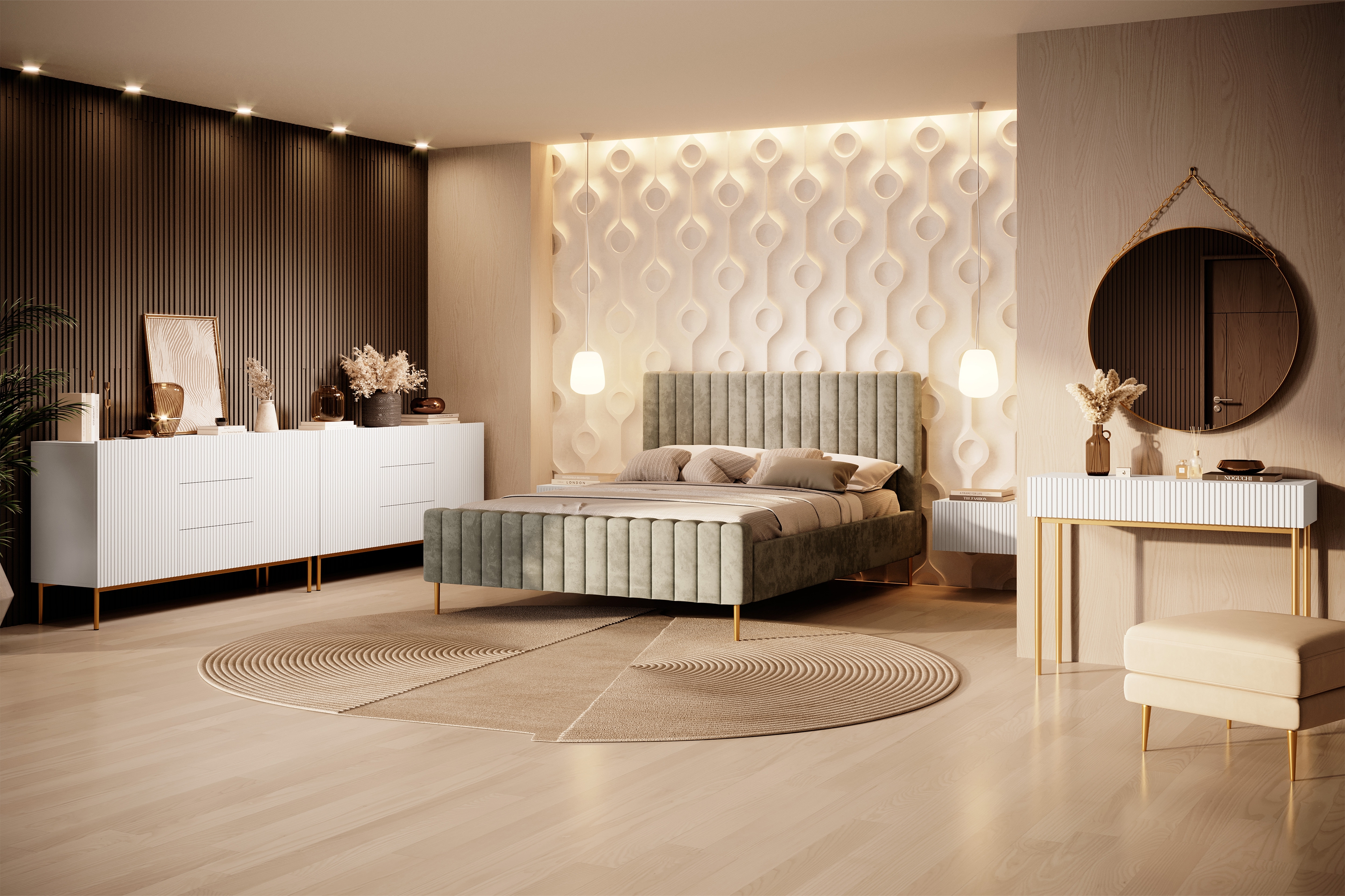 Moderný písací stôl Nicole - biely mat / zlaté nožičky moderné Písací stôl Nicole 100 cm so zásuvkami i metalowymi nogami- biely mat / zlote nozki