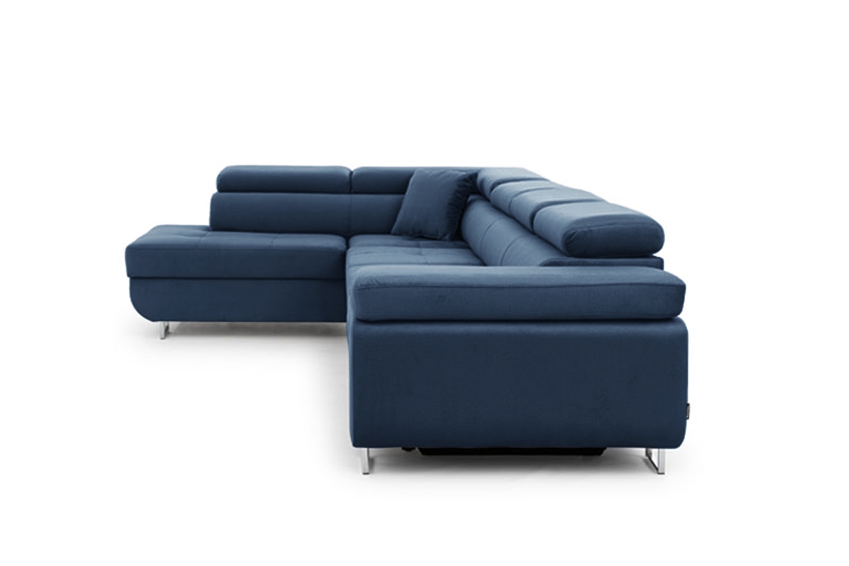 Rozkladacia rohová sedacia súprava Annabelle Maxi ľavá - tmavomodrý Monolith 77 / chrómové nožičky Rohová sedacia súprava Annabelle Maxi
