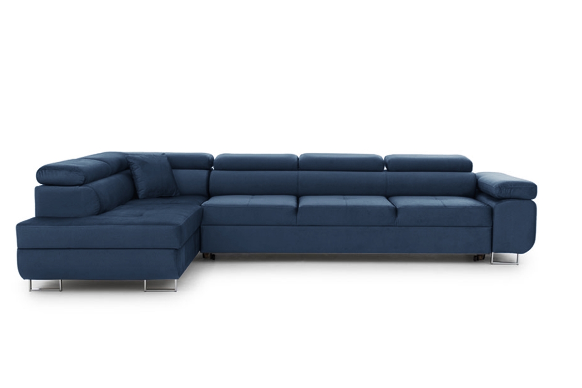 Rozkladacia rohová sedacia súprava Annabelle Maxi ľavá - tmavomodrý Monolith 77 / chrómové nožičky Rohová sedacia súprava Annabelle Maxi