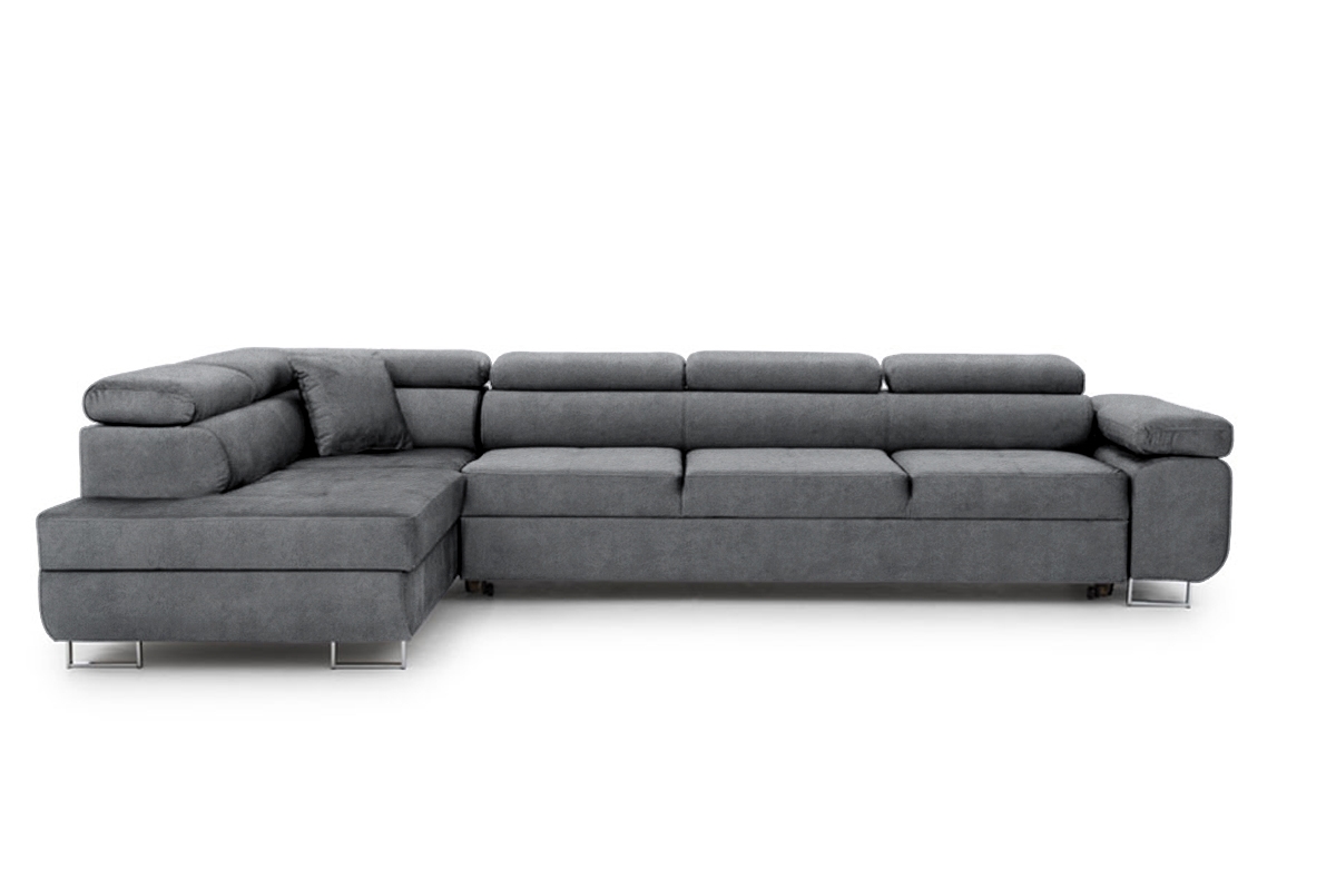 Rozkladacia rohová sedacia súprava Annabelle Maxi ľavá - grafitový velúr Zetta 304 / chrómové nožičky Rohová sedacia súprava Annabelle Maxi