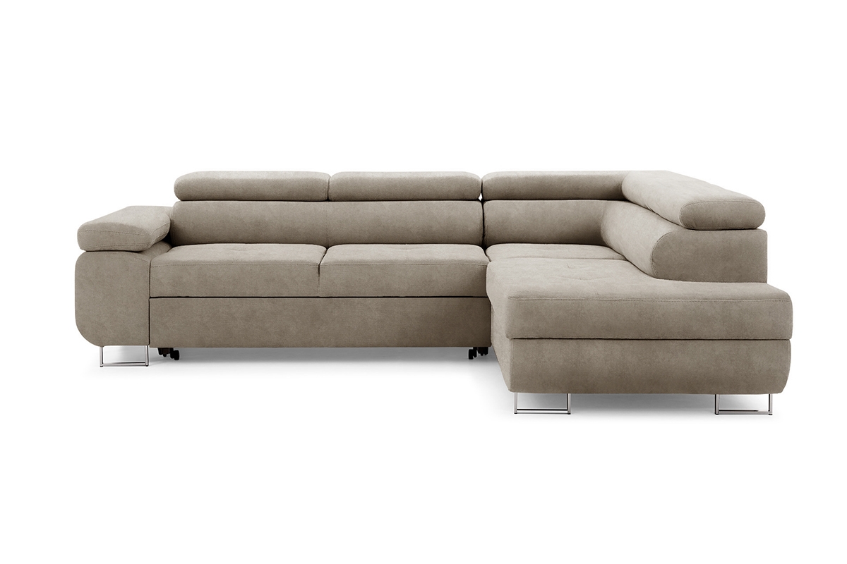 Rozkladacia rohová sedacia súprava Annabelle L pravá - béžový zamat Zetta 291 / chrómové nožičky Rohová sedacia súprava Annabelle
