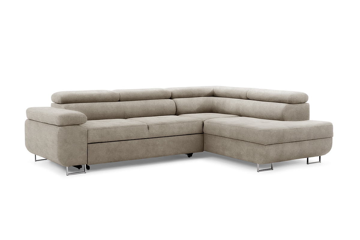Rozkladacia rohová sedacia súprava Annabelle L pravá - béžový zamat Zetta 291 / chrómové nožičky Rohová sedacia súprava Annabelle