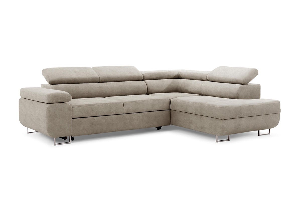 Rozkladacia rohová sedacia súprava Annabelle L pravá - béžový zamat Zetta 291 / chrómové nožičky Rohová sedacia súprava Annabelle