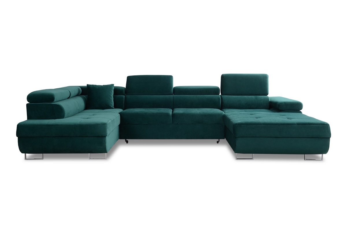 Rozkladacia rohová sedacia súprava Annabelle U II - chrómové nožičky Rohová sedacia súprava s nastaviteľnými opierkami hlavy