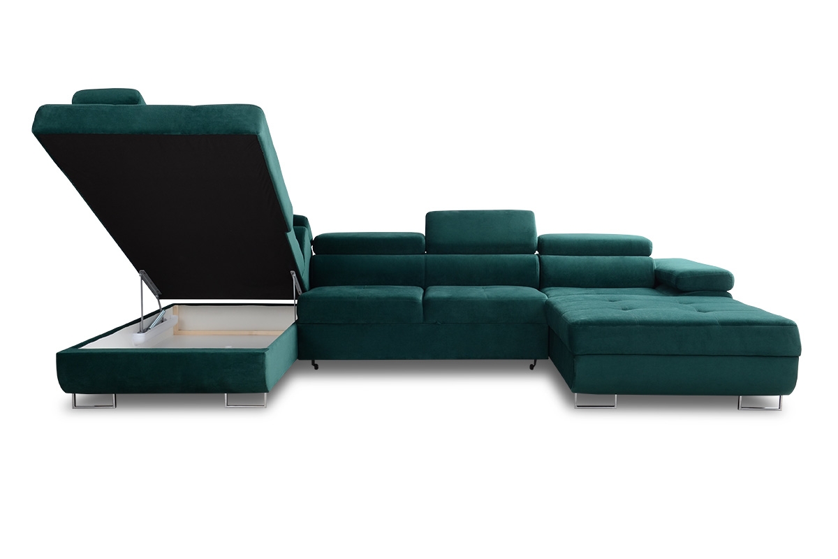 Rozkladacia rohová sedacia súprava Annabelle U II - chrómové nožičky Rohová sedacia súprava s úložným priestorom na posteľnú bielizeň