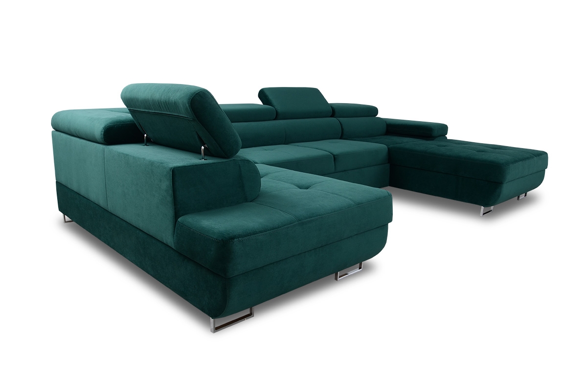 Rozkladacia rohová sedacia súprava Annabelle U II - chrómové nožičky Rohová sedacia súprava s čalúnenou zadnou časťou