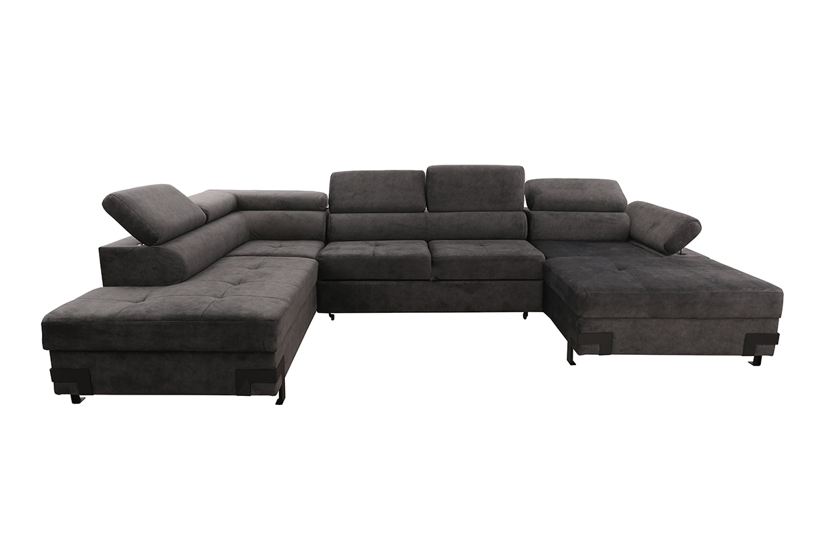 Rohová rozkladacia sedacia súprava EO XL ľavá - sivý zamat Amour 5502 Rohová sedacia súprava z regulowanymi zaglowkami 