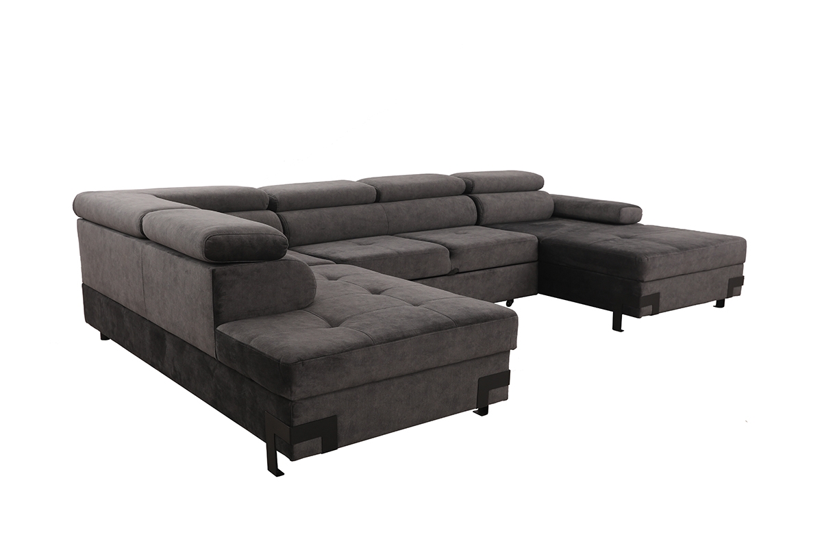 Rohová rozkladacia sedacia súprava EO XL ľavá - sivý zamat Amour 5502 Rohová sedacia súprava z nozkami 