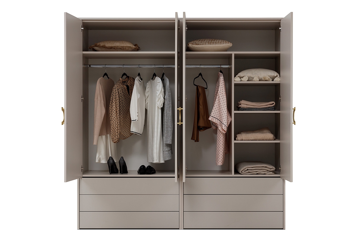 Šatní skříň Nubo 100 cm se zásuvkami - kašmír kaszmirowa skříň pro obývacího pokoje