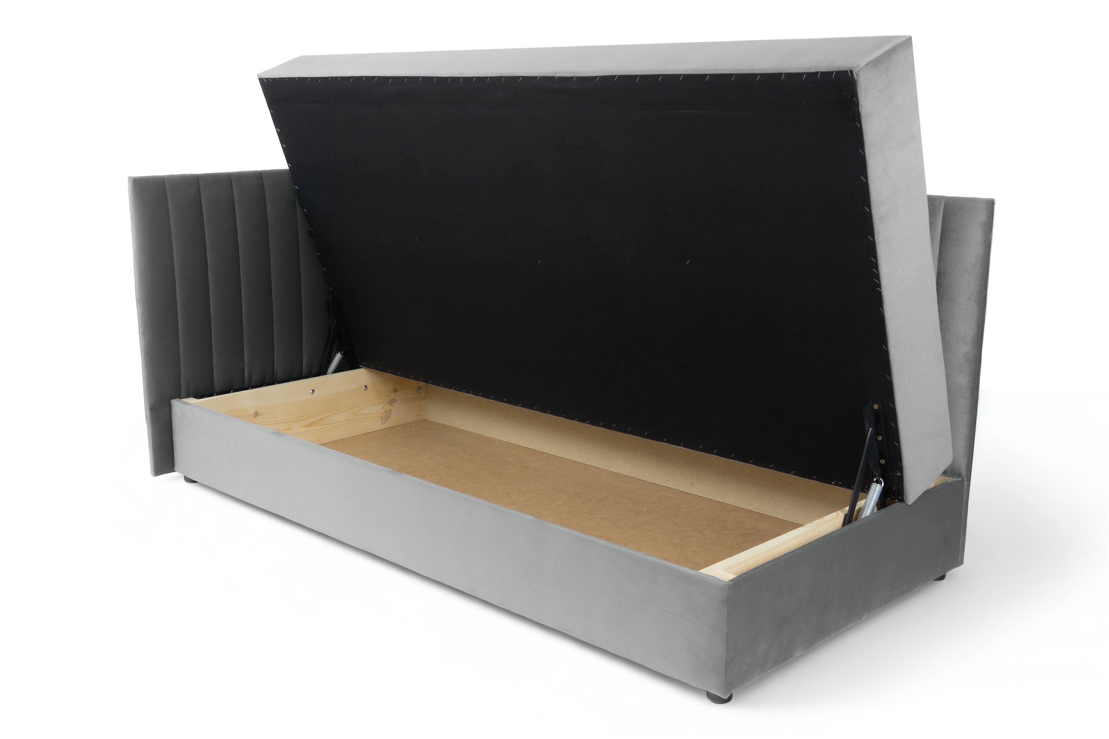 Váľanda Nutri s úložným priestorom ľavá - 186x80 cm - sivý velúr Zanzibar 182 Detská pohovka/posteľ jednoosobové s úložným priestorom Nutri 