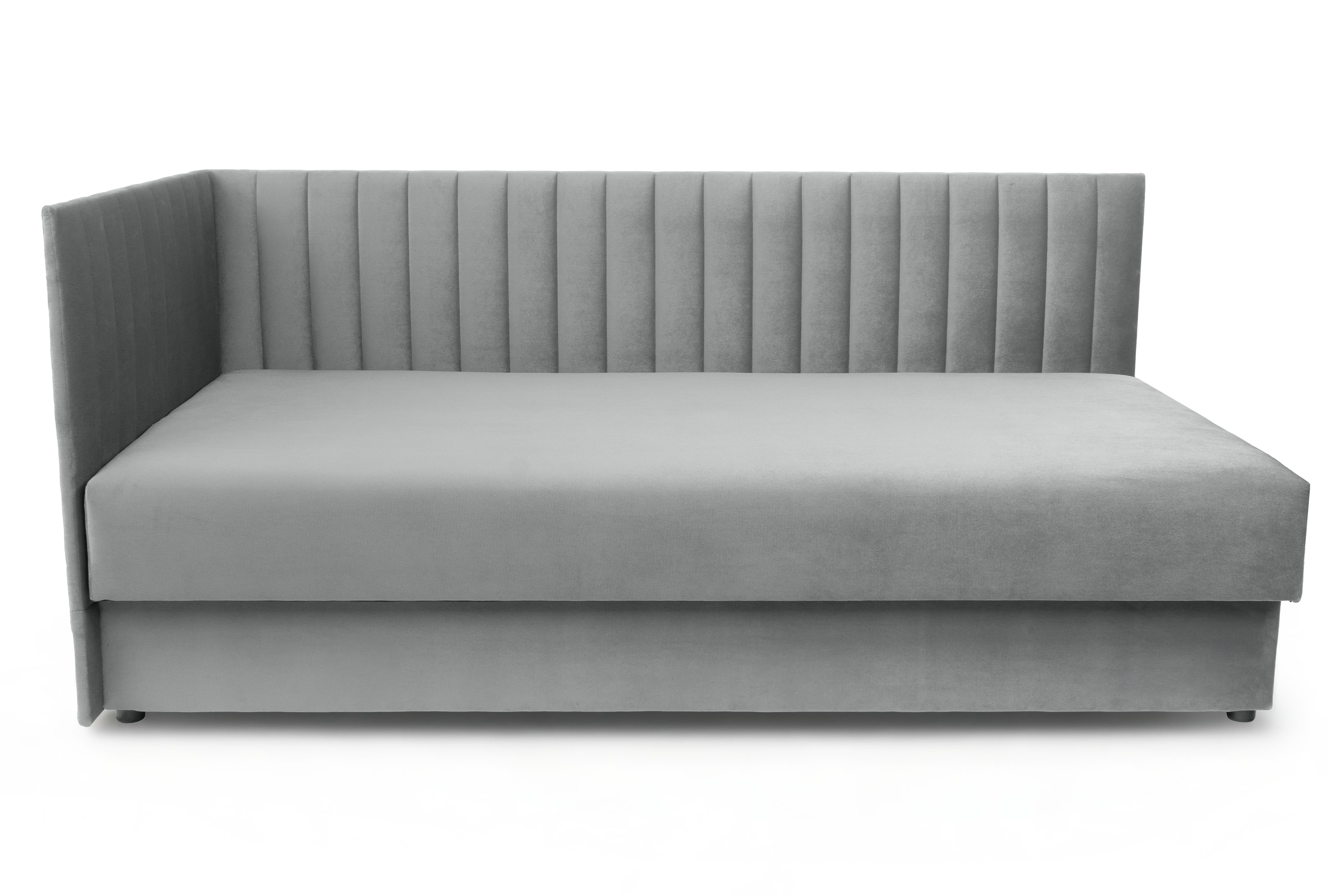 Váľanda Nutri s úložným priestorom ľavá - 186x80 cm - sivý velúr Zanzibar 182 Detská pohovka/posteľ jednoosobové s úložným priestorom Nutri 