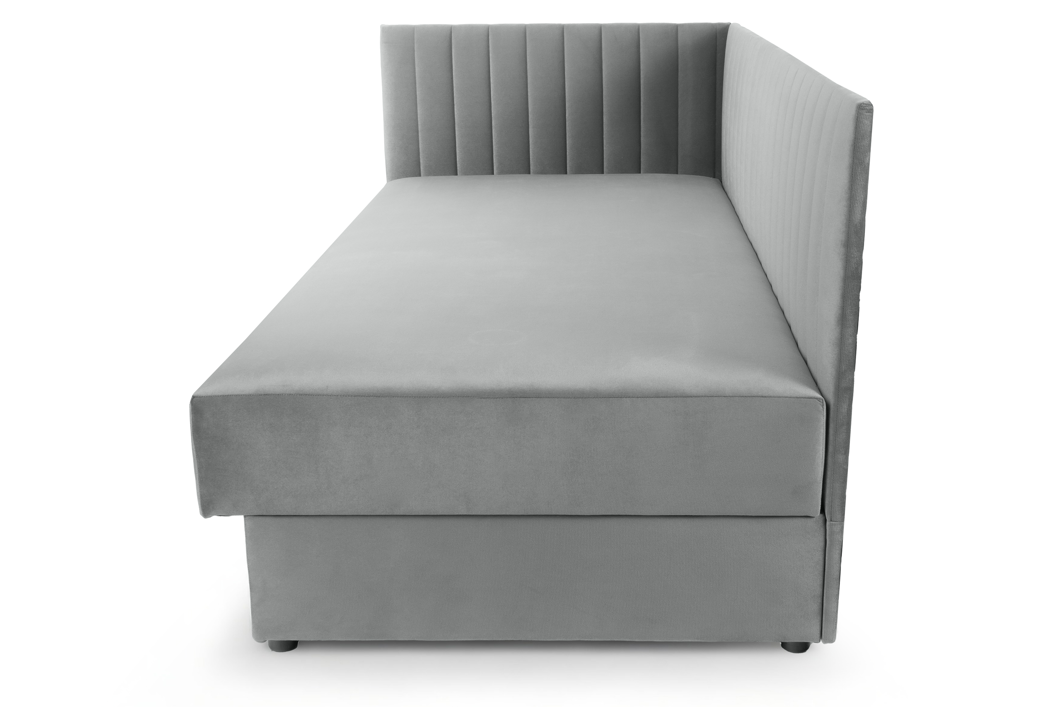 Váľanda Nutri s úložným priestorom ľavá - 186x80 cm - sivý velúr Zanzibar 182 Detská pohovka/posteľ jednoosobové s úložným priestorom Nutri 