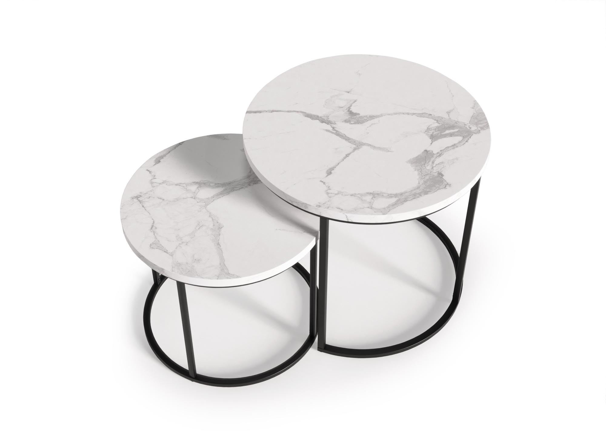 OREO asztal - 2db- fehér márvány / fekete (1p=1db) oreo Komplet dwoch law Bílý mramor / Fekete